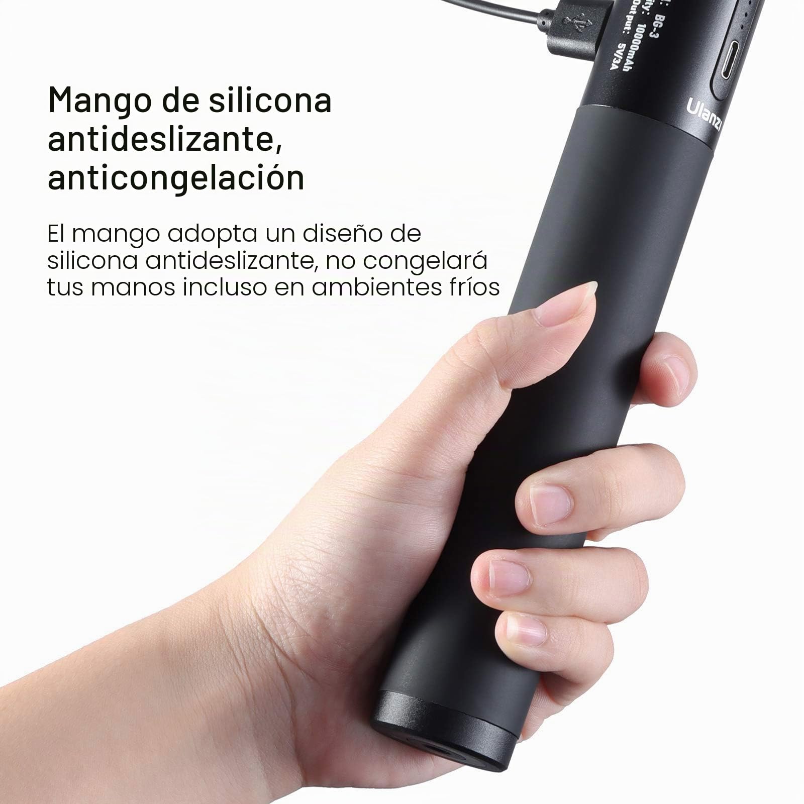 ULANZI BG-3 10000mAh Empuñadura con Batería, Batería Grip para Cámaras de Acción, Batería Externa Power Bank con Mini Trípode para Vlogging Cámara Live Streaming Filmmaking
