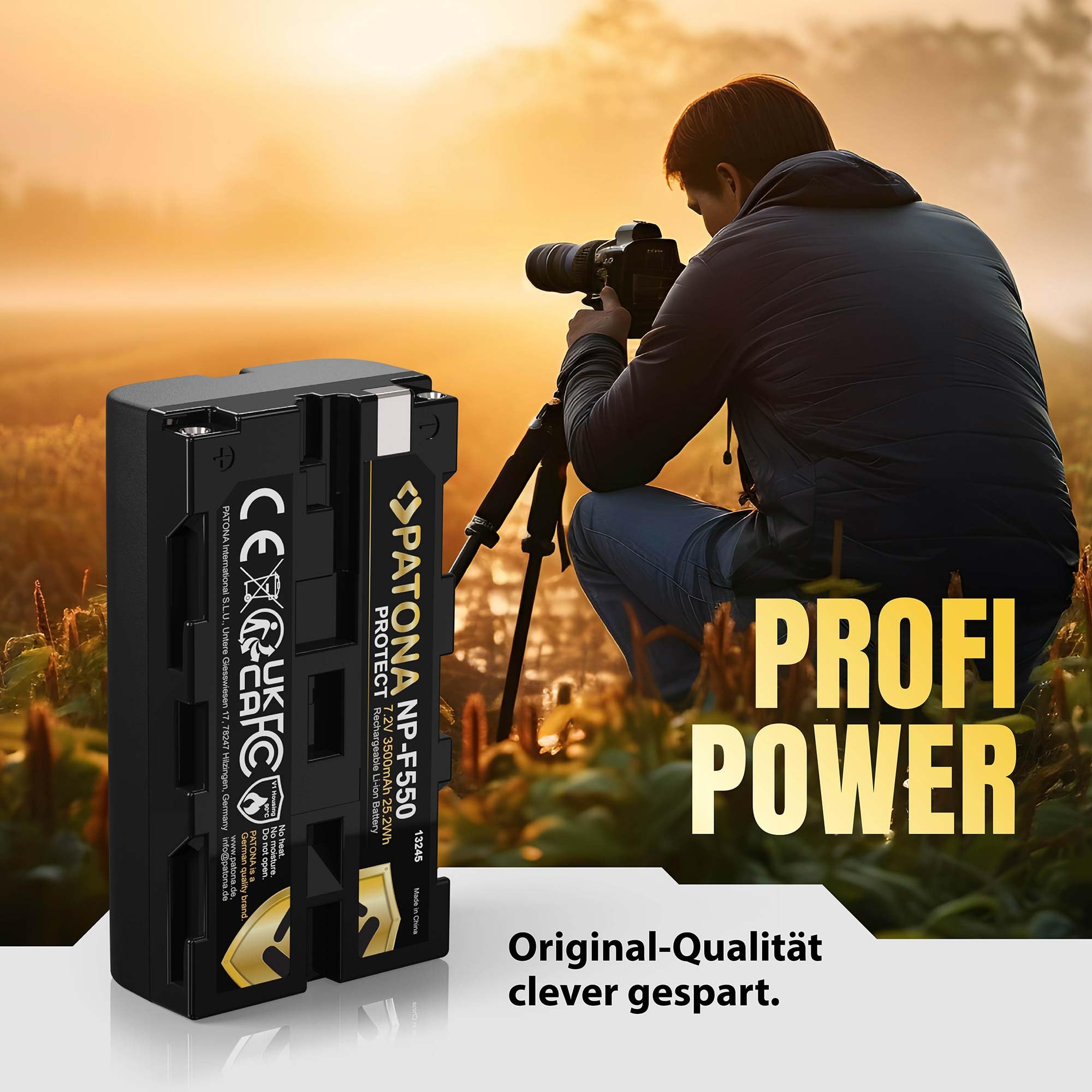 PATONA 2X Protect NP-F550 Akku 3500mAh – Ersatz für Sony NP-F550 – für Sony Camcorder, LED-Videoleuchten und Kamera-Monitore (Neewer, Yongnuo, Aputure) mit NP-F-Schacht – Einer läuft, Einer lädt