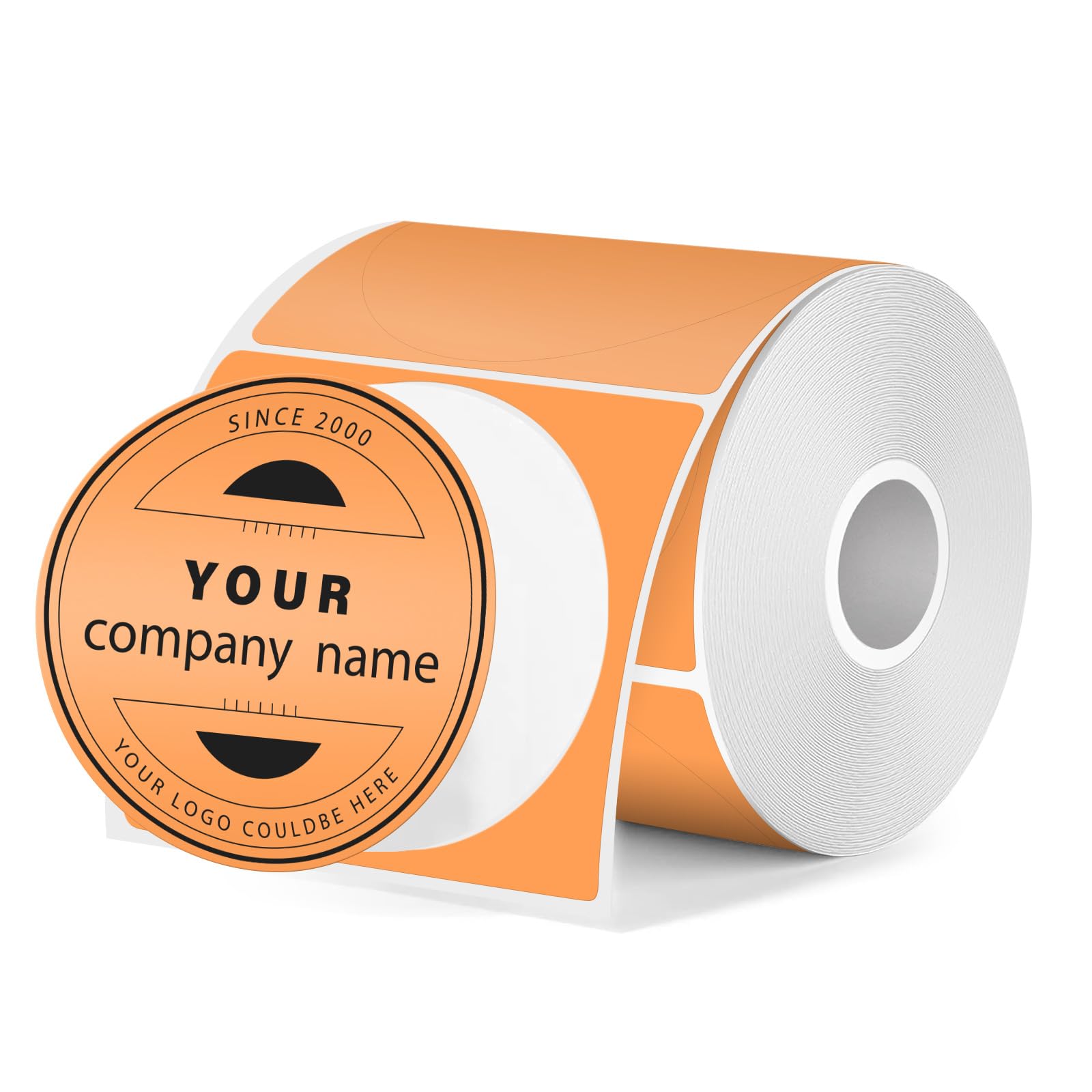 FINDAT Orange Round Themal Labels 50 mm Circle Stickers Vinyl Waterproof Removable Printable Decals Compatible with M110 M220 180 PCS