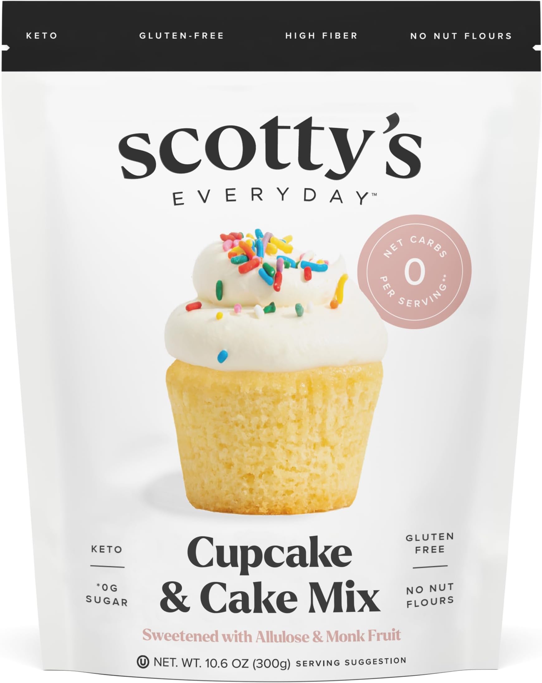 Keto Cupcake & Cake Mix - 0g Net carbs, 0g Added Sugar, Gluten-Free, High Fiber - No Nut Flours - 10.6oz, Pack of 1