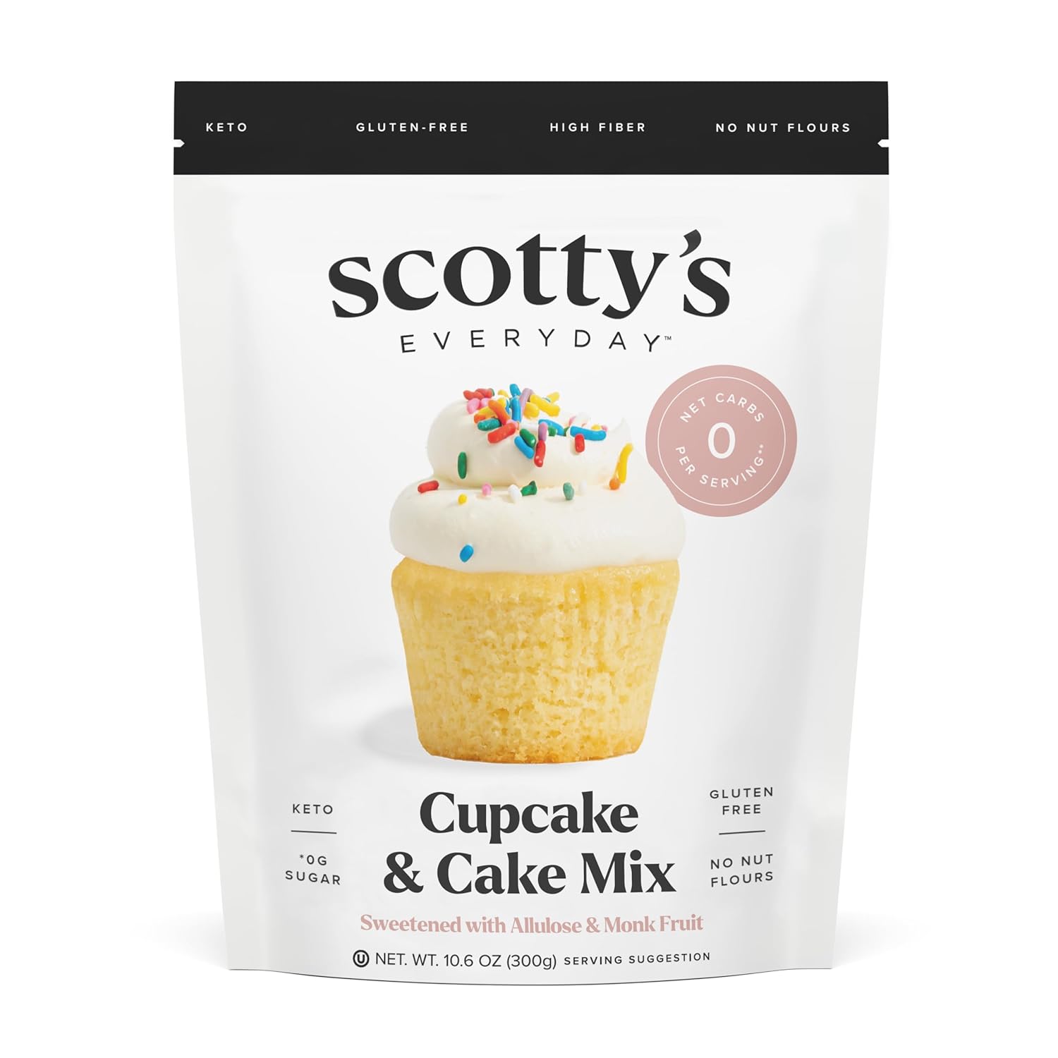Keto Cupcake & Cake Mix - Gluten Free Keto Baking Mix - 0g Net Carbs - Sweetened with Allulose - No Erythritol - Sugar Free - 10.6oz (3 Packs)