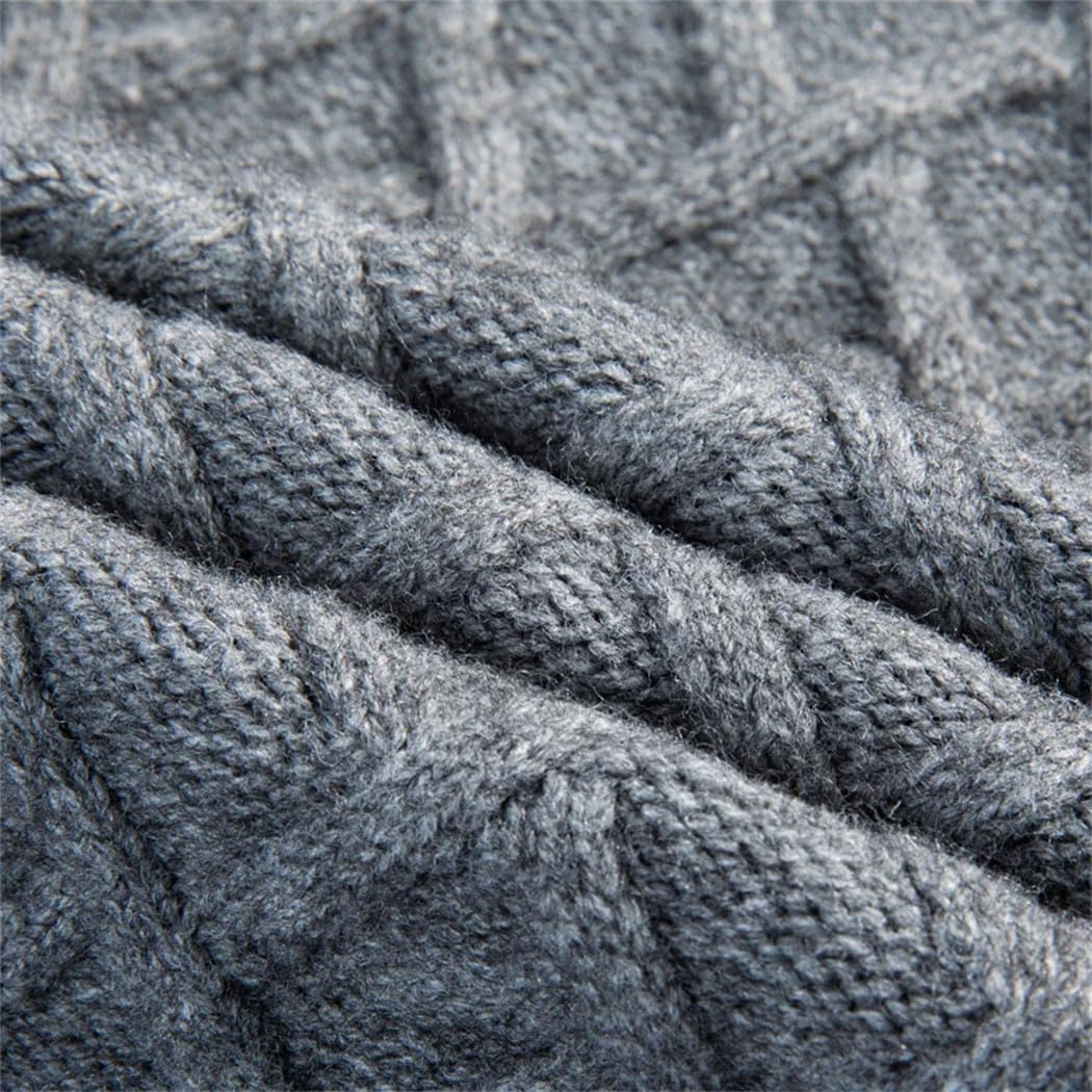 Men's Long-Sleeve Zipper Collar Solid Color Sweater Pullover Autumn Winter Thick Warm Knitted Sweatshirts