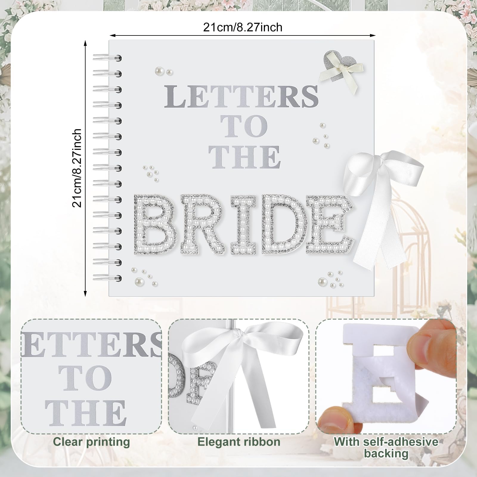 Album Fotografico Fai da Te Matrimonio, 21x21cm Scrapbook Letters to The Bride, Album Fotografico Personalizzabile Scrapbook, Fotolibro Personalizzabile Guest Book per Addio al Nubilato e Nozze