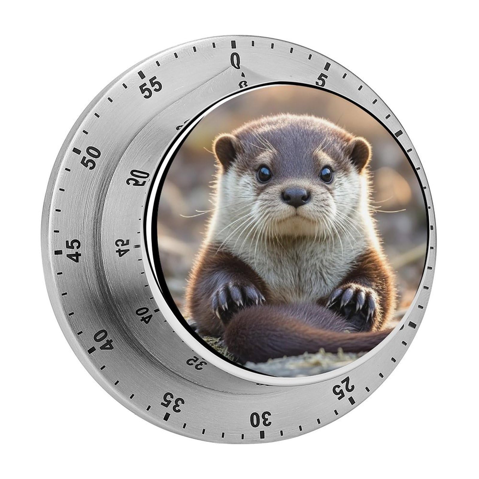 Cute Otter Timer Fashion Visual Timers Wind Up 60 Minutes Desk Timers Stainless Steel Magnetic Timer Countdown Clock No Batteries Loud Alarm for Kitchen Chef Cooking