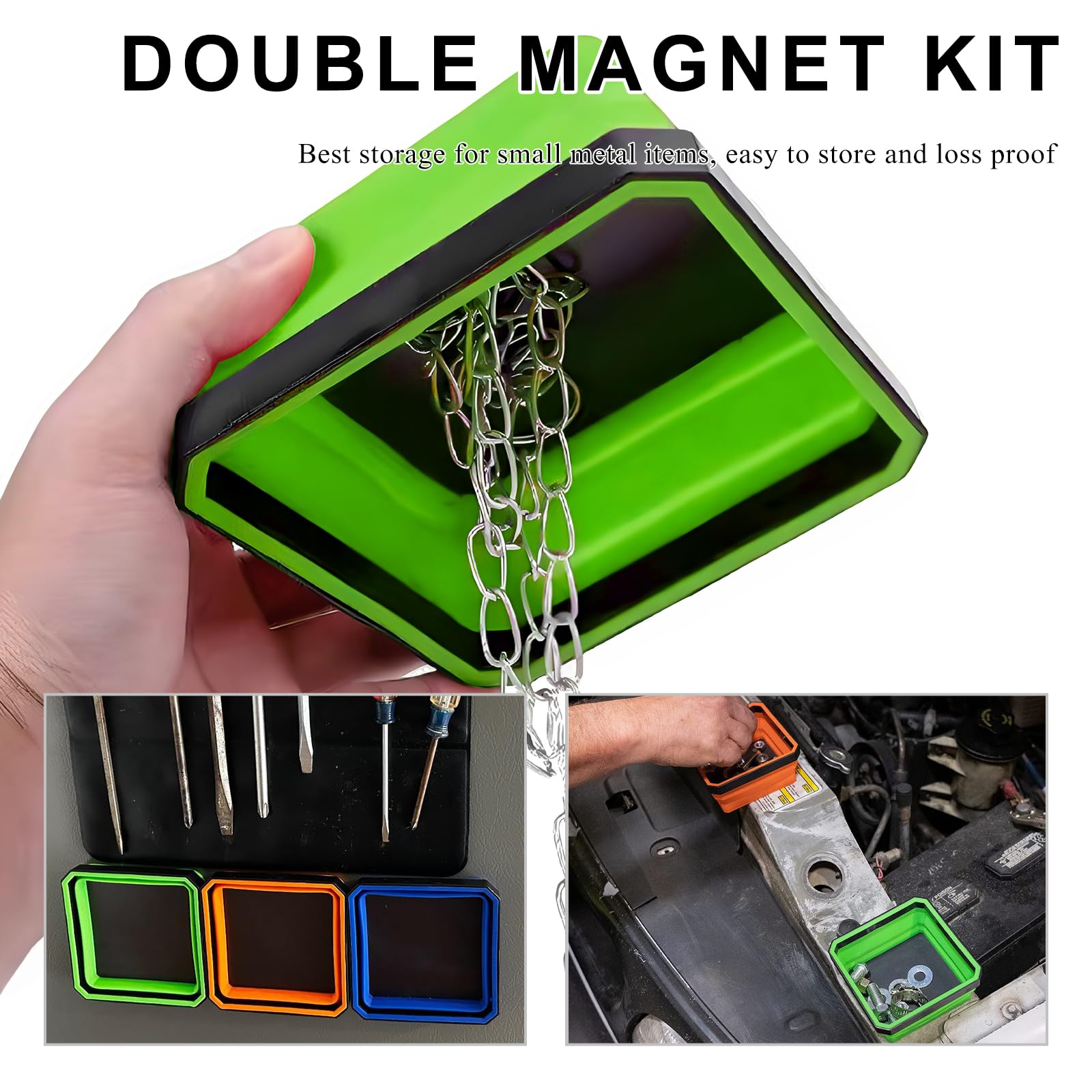 Vassoio magnetico pieghevole per parti, 11,4 cm, ciotole pieghevoli in silicone con base magnetica su entrambi i lati, vassoio organizer per bulloni, dadi, rondelle, spilli, viti, accessori per