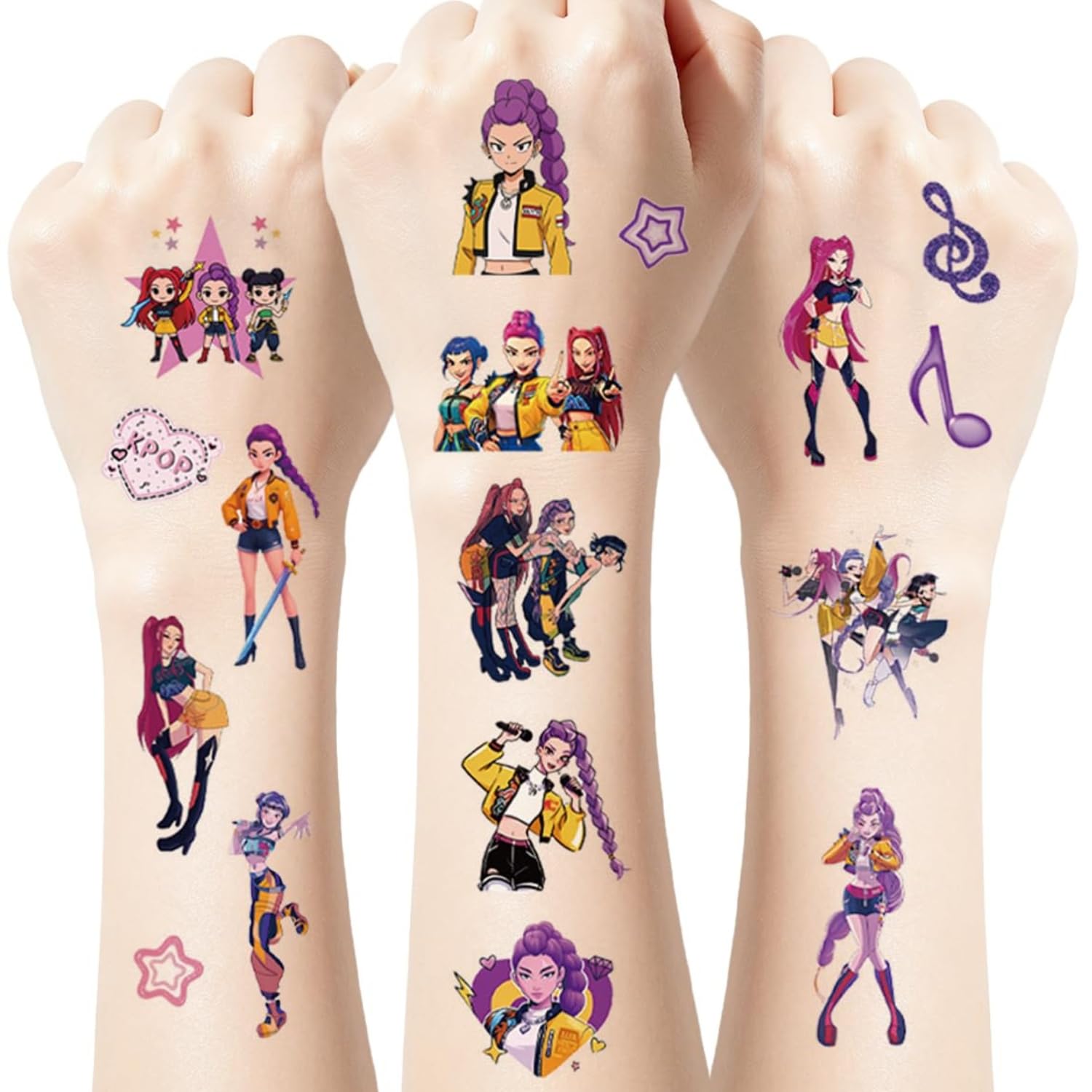 BendJoy® 4-Pack K-Pop Cartoon Temporary Tattoo Stickers for Women & Teen Girls – Anime Fake Tattoos, Waterproof Body Art | Waterproof & Sweat-Resistant | Skin-Friendly Ink | Fan Dress Up | Party & Concert Ready-picture-36