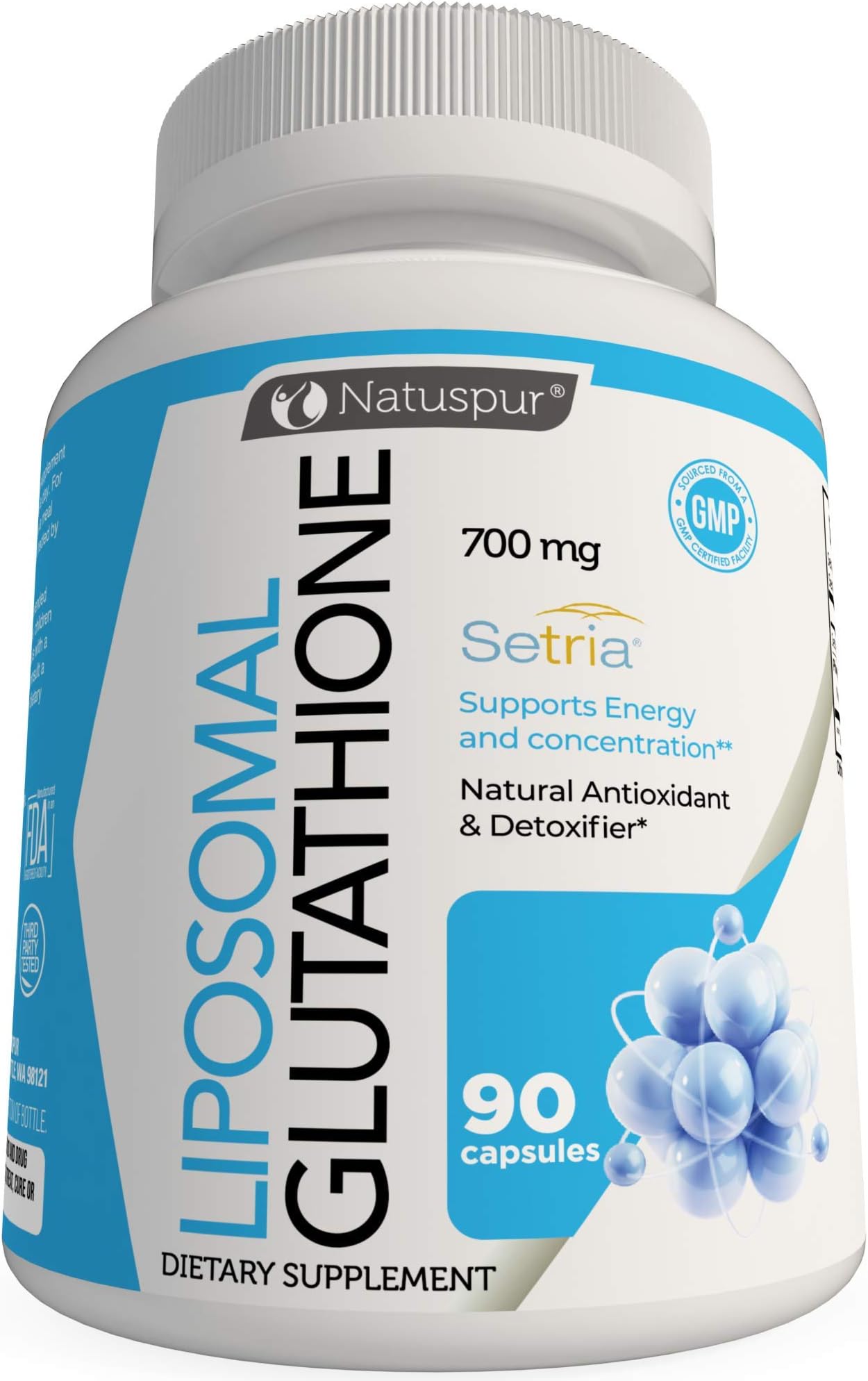 Liposomal Glutathione Capsules – 1000mg Pure Reduced Setria Glutathione Supplement with Phospholipid Complex for Liver Detox Cleanse and Immune Support – Non-GMO and Gluten Free (90 Caps)