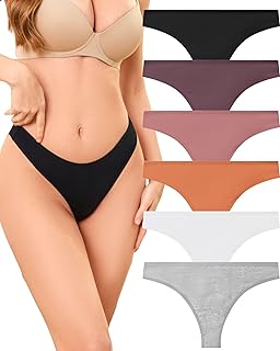 6 Pack Womens Underwear Cotton Breathable Thongs for Women Sexy Stretch Cheeky Soft Panties Thong Basic