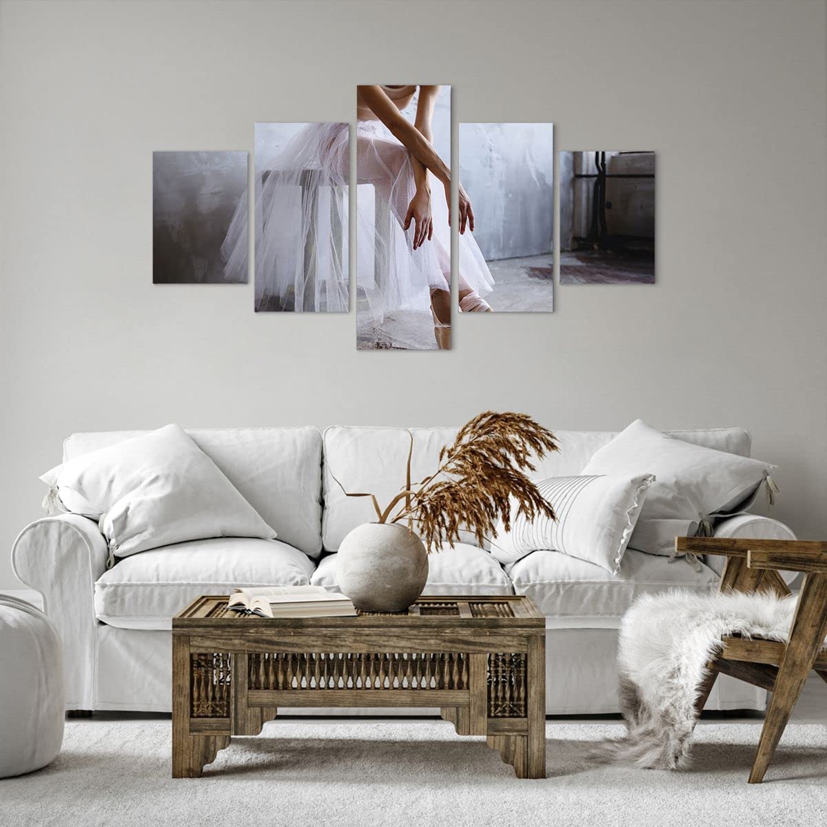 Moderno Quadro su Tela 90x30 cm Stampe da Parete Persone Musica - 4970 | Ballerina Balletto Studio Quadro Decorativo Set da 5 pezzi Soggiorno Arte da Parete Decorazione da Parete ARTTOR
