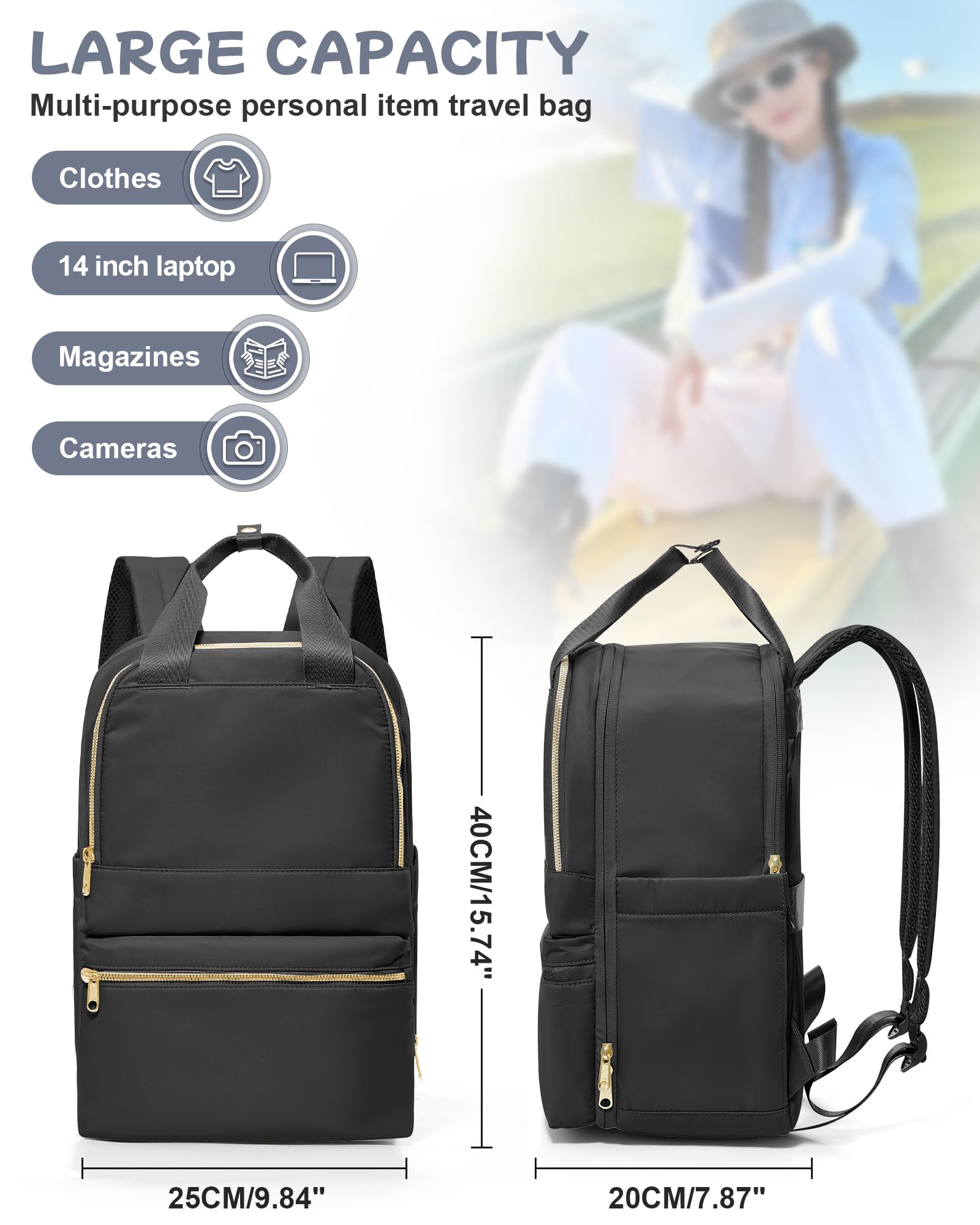 bergsalz nero zaino ryanair 40x20x25 zaino da viaggio aereo bagaglio a mano 40x20x25 ryanair zaino donna uomo Sportivo da scuola casual laptop da 14 pollici