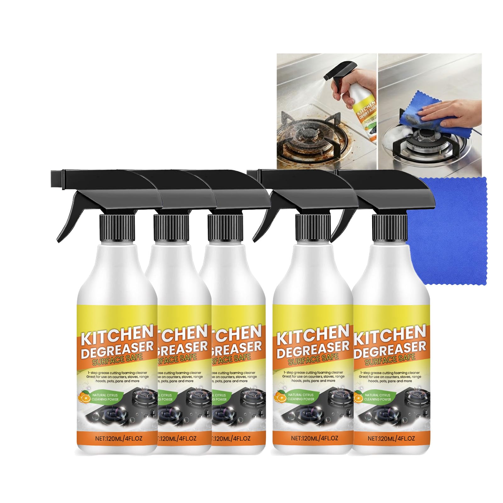 Heavy Duty Kitchen Degreaser środek do czyszczenia piany, środek do usuwania plam z oleju i tłuszczu, do naczyń kuchennych i blatów roboczych, piekarnika, płyty kuchennej, okapu kuchennego (5 szt.)