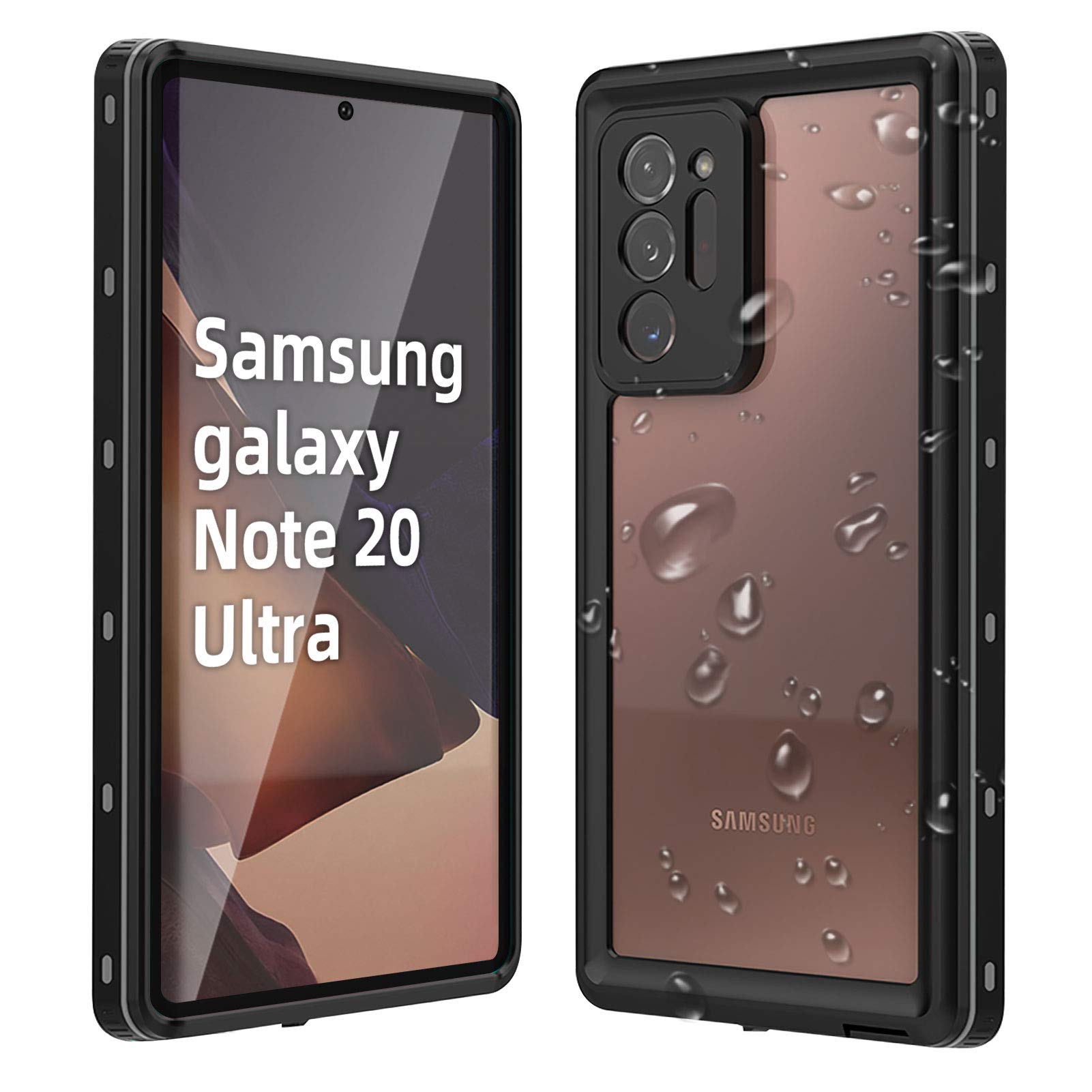 WIFORTSamsung Galaxy Note 20 Ultra Waterproof Case Built-in Screen Protector Water Resistant Cover Protective Drop Protection Hard, Shockproof Full Body Case for Samsung Note 20 Ultra 5G, Black