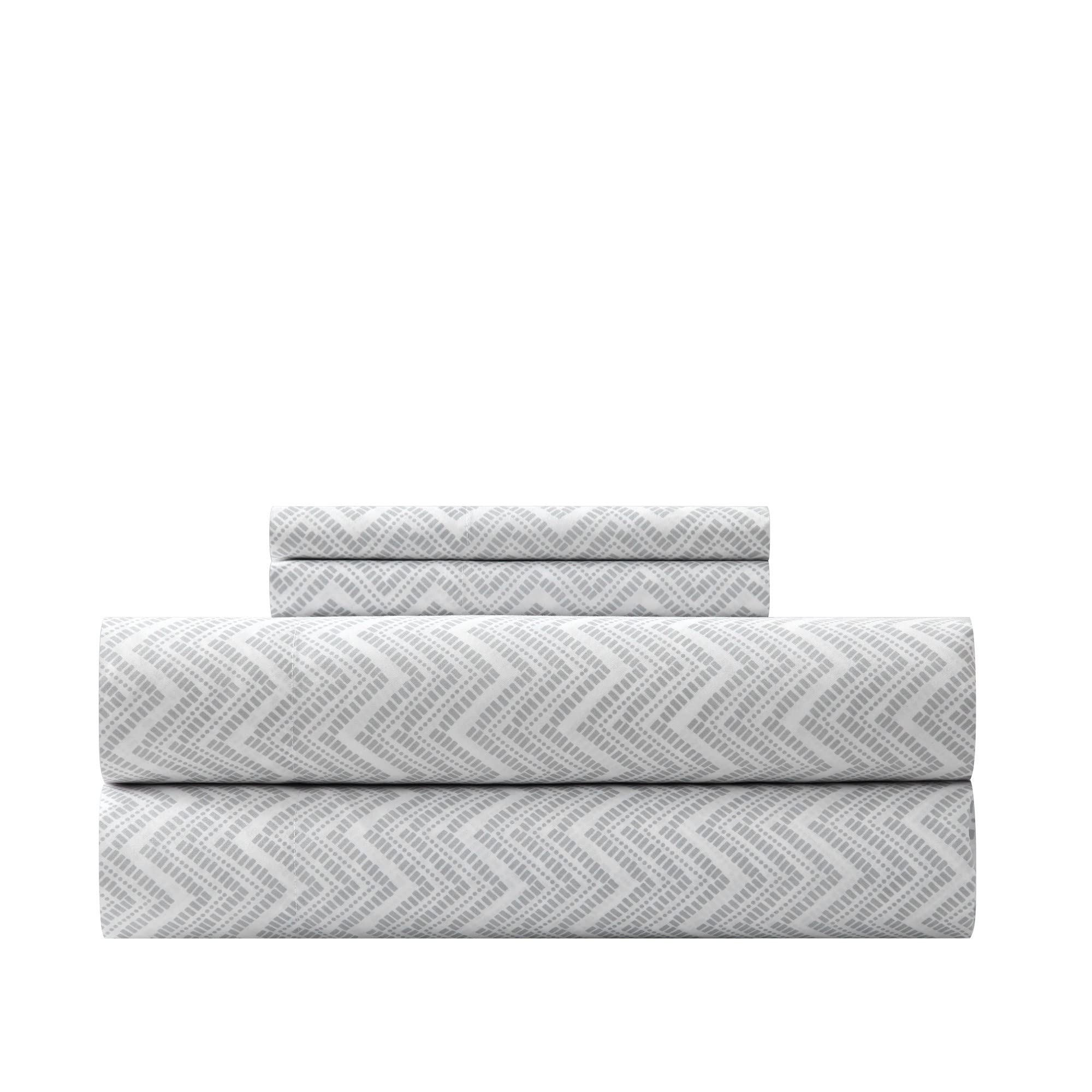 Chic Home Alaina 4-teiliges Bettlaken-Set Queen - Superweich, Grau, Chevron-Muster