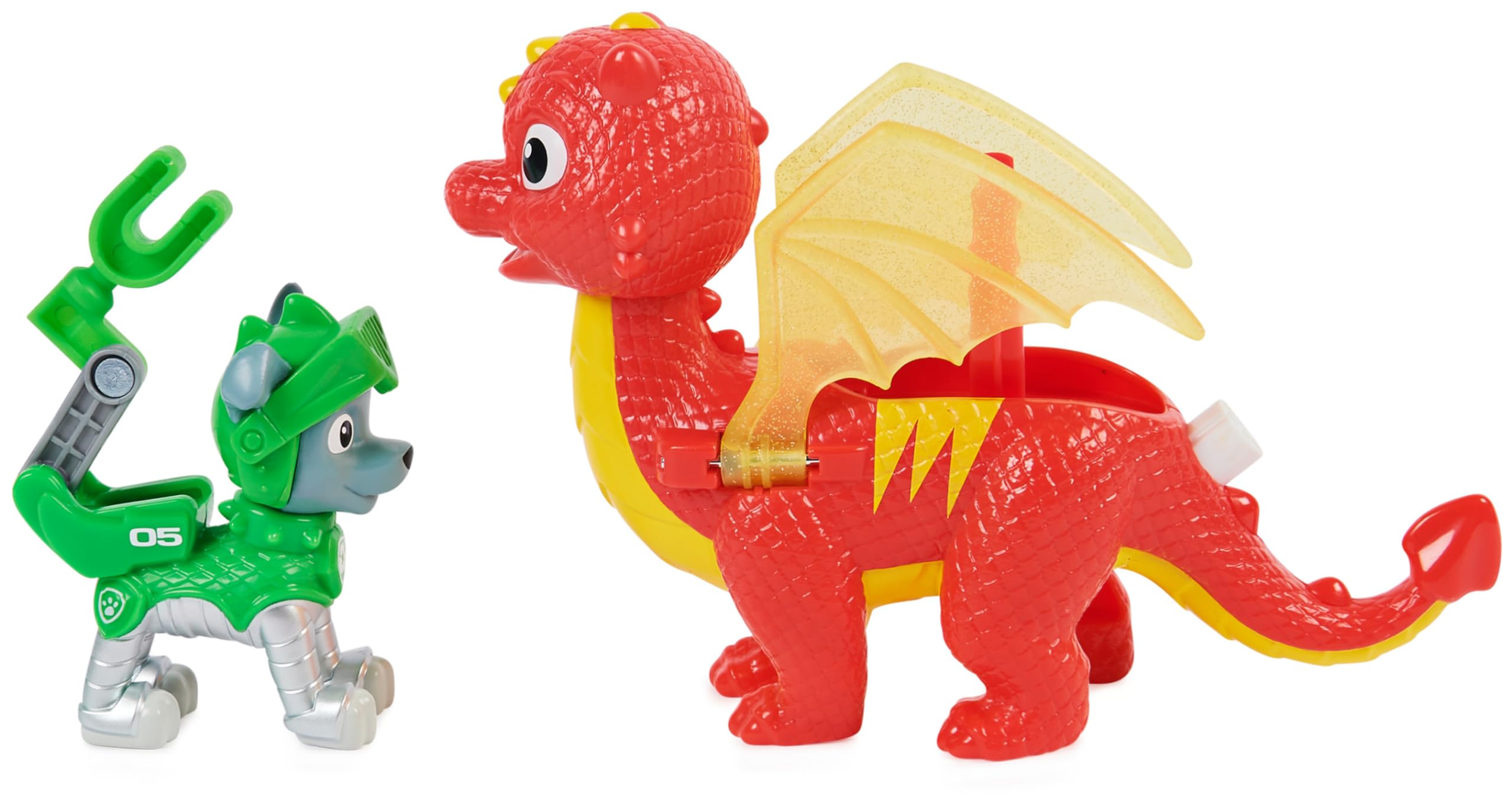 PAW PATROL, Rescue Knights Hero Pups Actionfiguren-Set mit 1 Welpenfigur und 1 Drachenfigur, Spielzeug geeignet für Kinder ab 3 Jahren