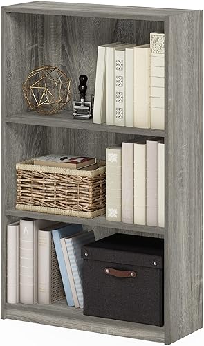 Miniatura 16 de Furinno JAYA Estantería de Libros, Estantería de 3 Niveles, Librero con Estantes Ajustables, 9.5 x 24.5 x 40.3 pulgadas, para Sala de Estar,