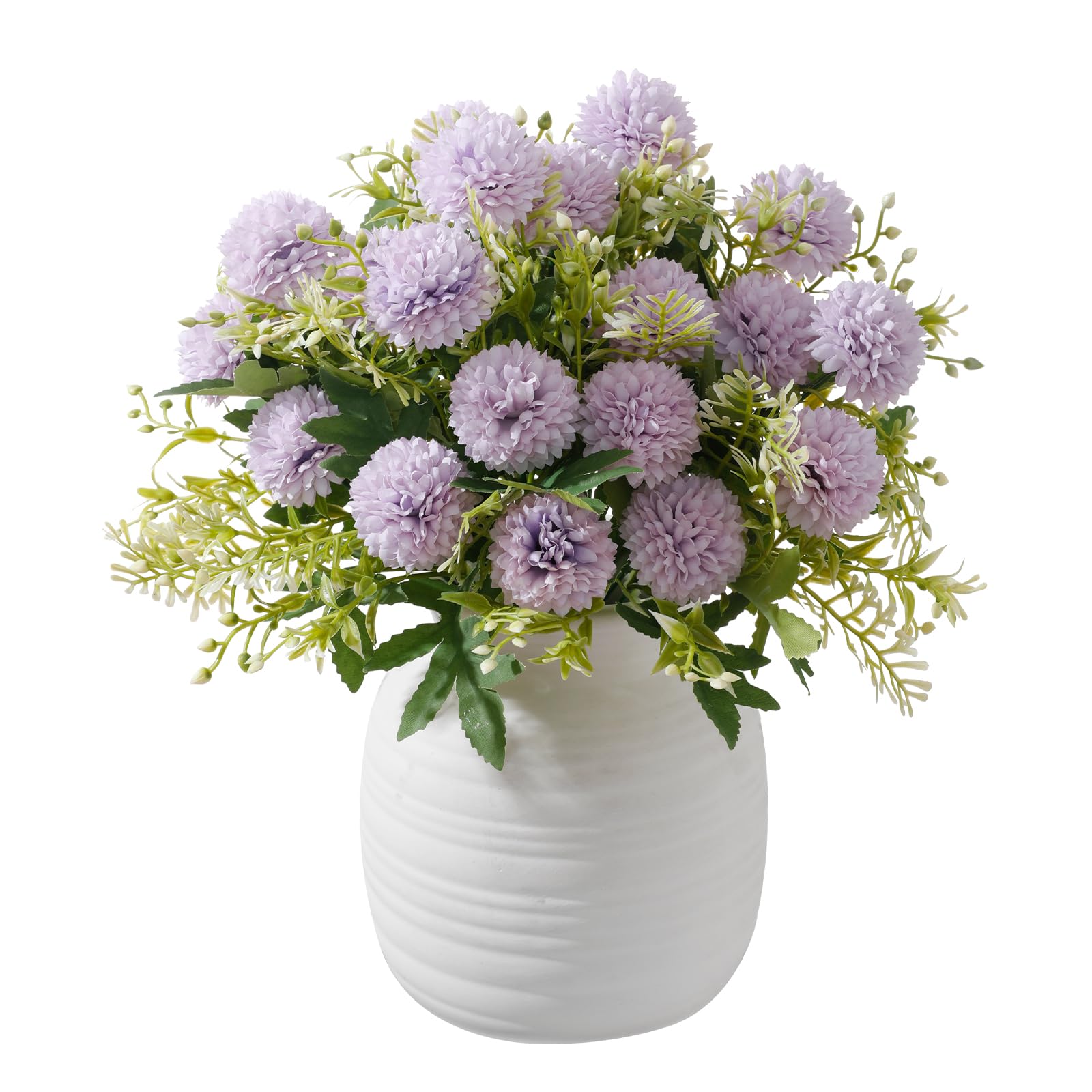 dallisten 4 Bundles Artificial Chrysanthemum Flowers Bouquet, Purple Silk Hydrangea Faux Ball Flowers for Wedding Party Table Centerpieces Floral Arrangement Home Decor