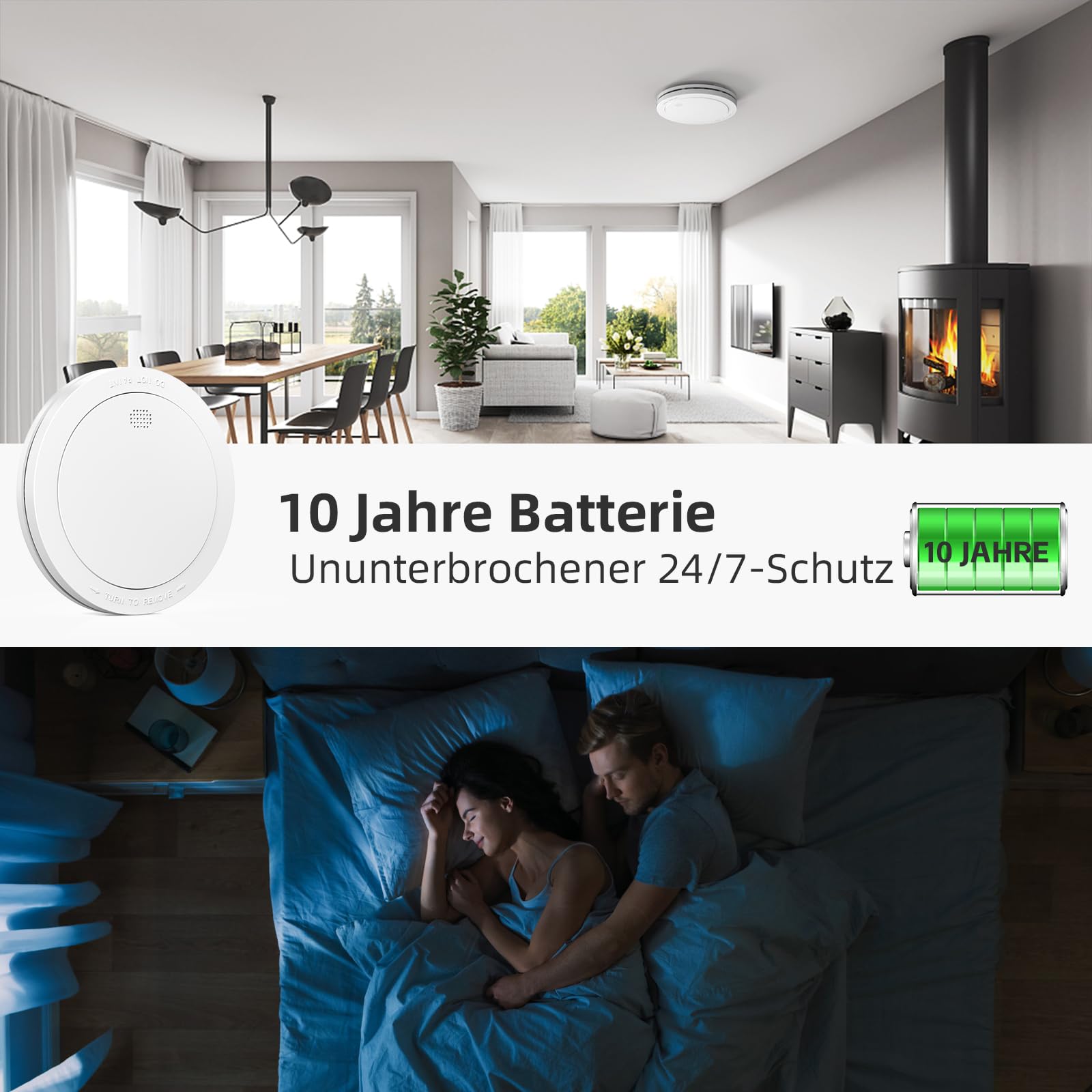 CPVAN Rauchmelder Vernetzt 10 Jahre Batterie mit Magnethalterung, EN14604 Geprüft Funk Feuermelder | Ohne Bohren, Europäischen Norm 85dB Rauchwarnmelder, 6er Set