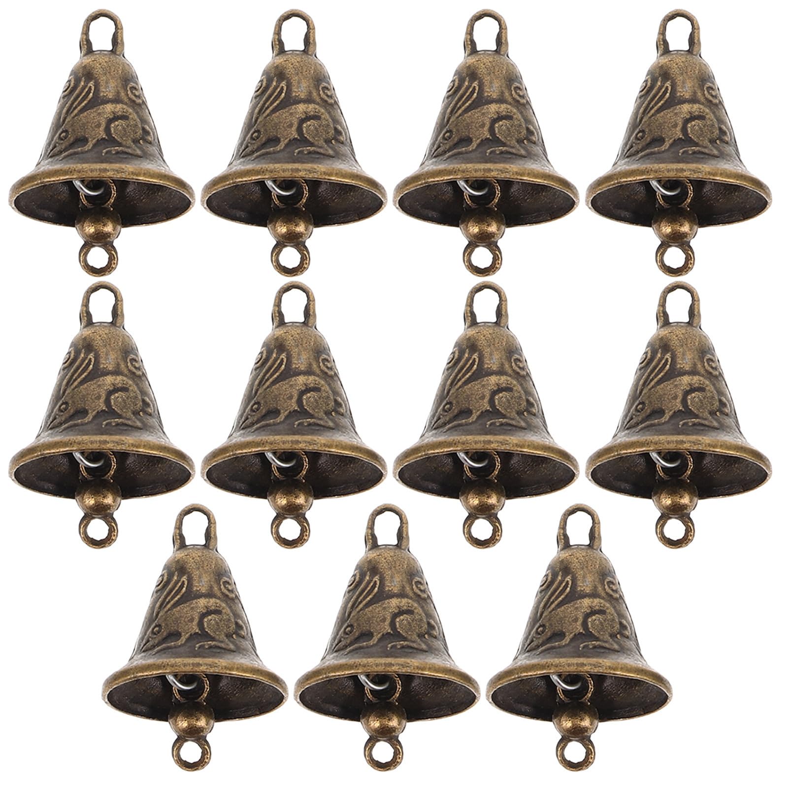 VICASKY 11pcs Antique Metal Jingle Bells for Hanging Crafts and Garden Decoration, Golden Colour, Outdoor Good Luck Blessing Supplies