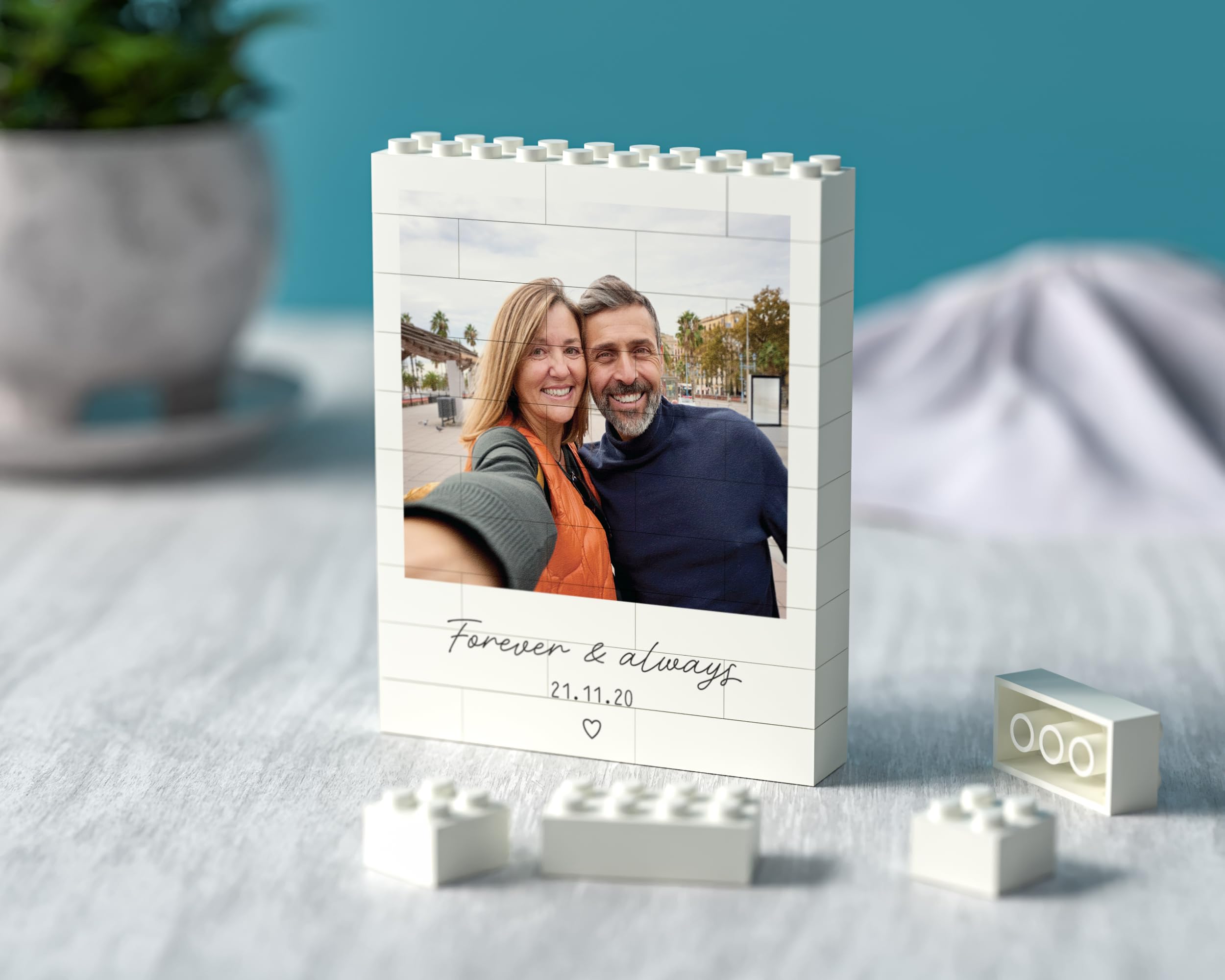 Active Window Films Personalised Photo Building Bricks Puzzle, Custom Photo Block, DIY Building Brick Photo Print, Personalised Anniversary Photo Gift, Couple Adventure Keepsake
