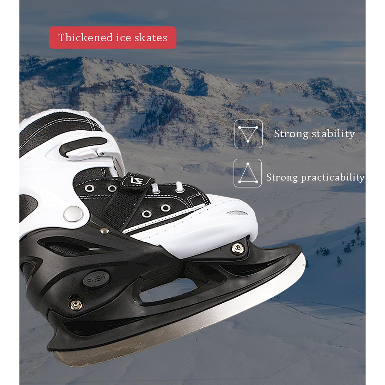 Patins de hockey sur glace junior,Patins de hockey sur glace réglables pour débutants hommes et femmes,Patins À Glace avec Système De Laçage Rapide Et Boucle À Poussoir pour Un Maintien Sûr