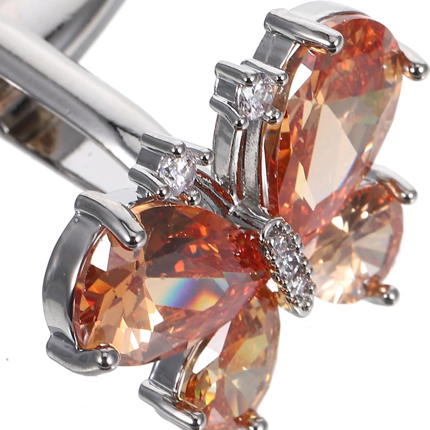 Butterfly Cufflinks and Tuxedo Shirt Studs for Men and Women, Zircon Decorated French Cufflinks for Wedding, Business, and Formal Events
