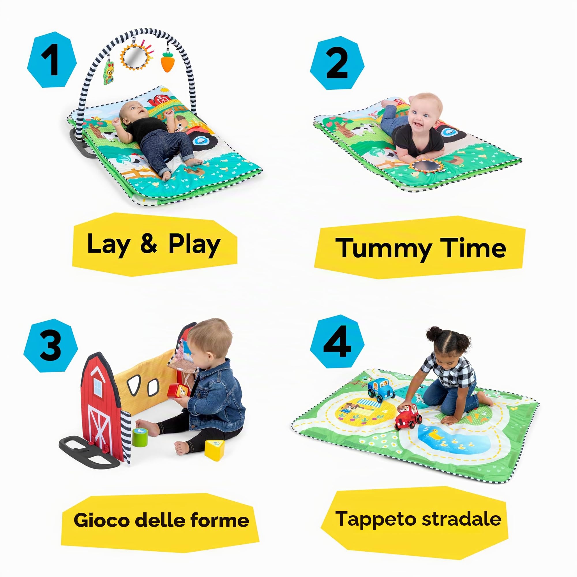 Baby Einstein, Palestrina multiattività Musicale Che cresce con Il Bambino Busy Barnyard Farm Explorers, con selezionatore di Forme, 0 Mesi-4 Anni