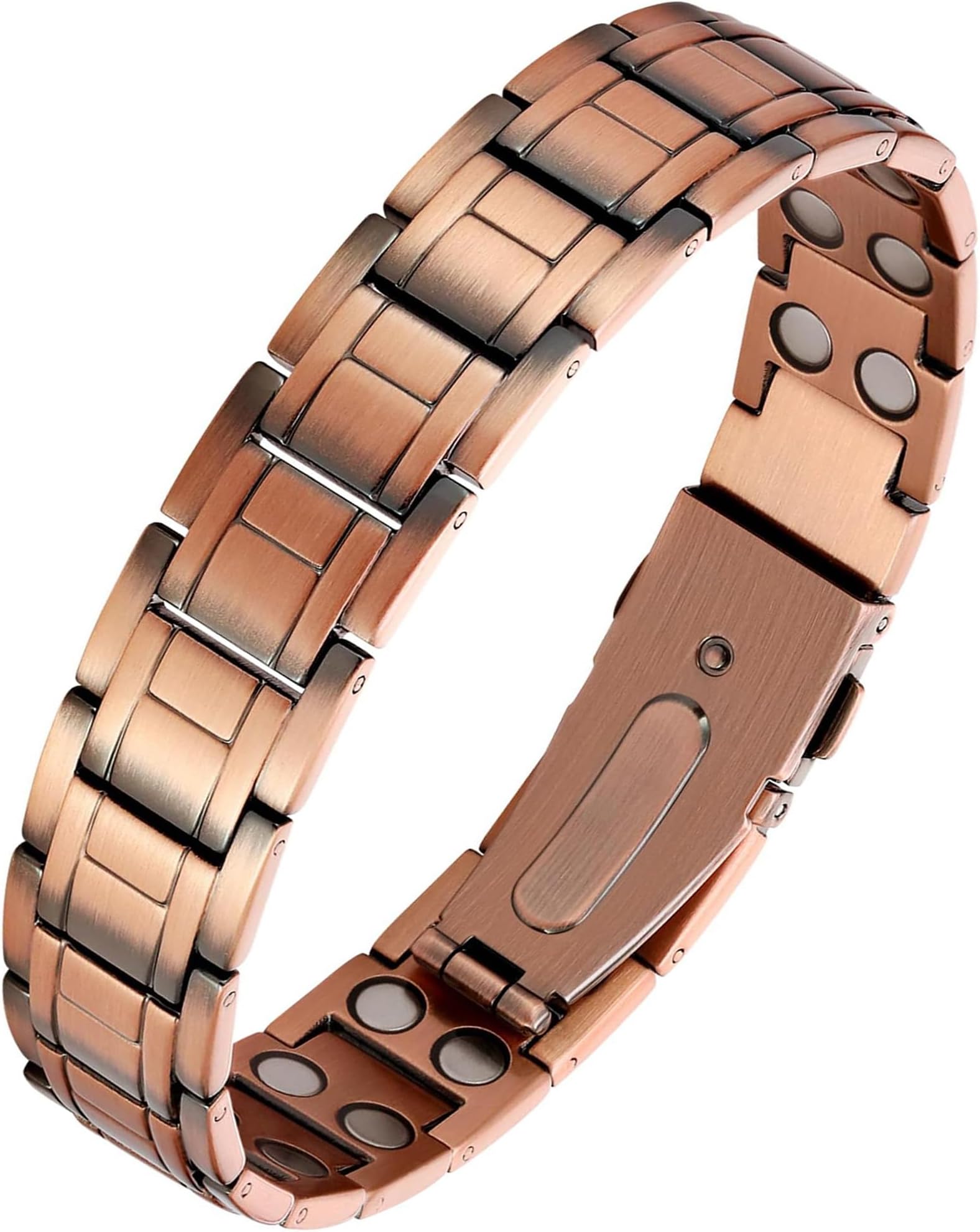 Feraco Copper Magnetic Therapy Bracelet for Men with 5X Strength Magnets,99.99% Pure Copper Therapy Bracelet with 5000 Gauss Magnets