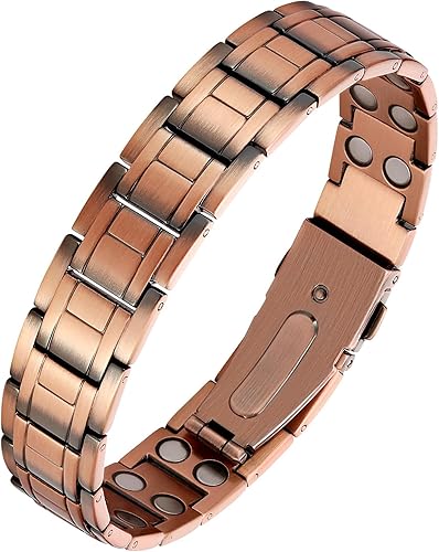 Feraco Copper Magnetic Therapy Bracelet for Men with 5X Strength Magnets,99.99% Pure Copper Therapy Bracelet with 5000 Gauss Magnets