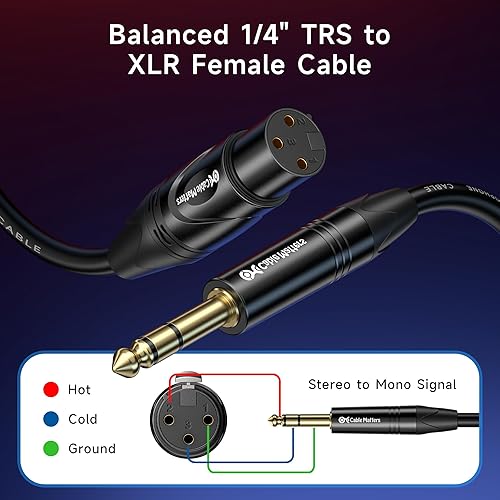 Miniatura 2 de Cable Matters Cable TRS a XLR de 0.250 in (14 de pulgada) - 15 pies, macho a hembra, cable XLR a 14