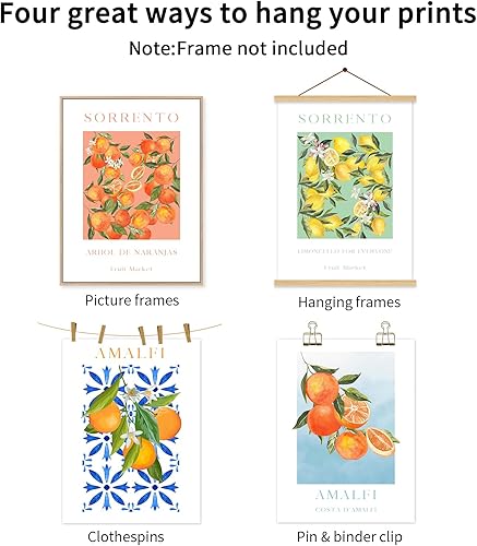 Miniatura 7 de Baccone Arte de pared de frutas para cocina, decoración de pared, póster de impresión de mercado de frutas, lienzo colorido de limón, arte de pared,