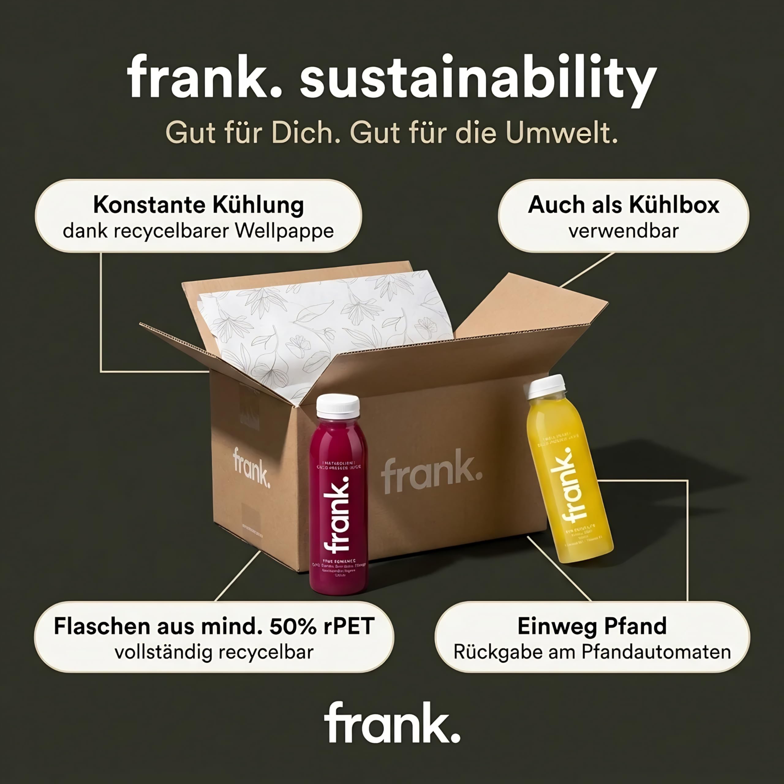 Frank Juice Saftkur 3 Tage | 18 x 330ml Säfte + 3 x 60ml Bio Ingwer shot | Direktsaft kaltgepresst Vegan | ideale Fastenkur aus frischem Obst & Gemüse | Premium Qualität (inkl. 4,50€ Einweg Pfand)