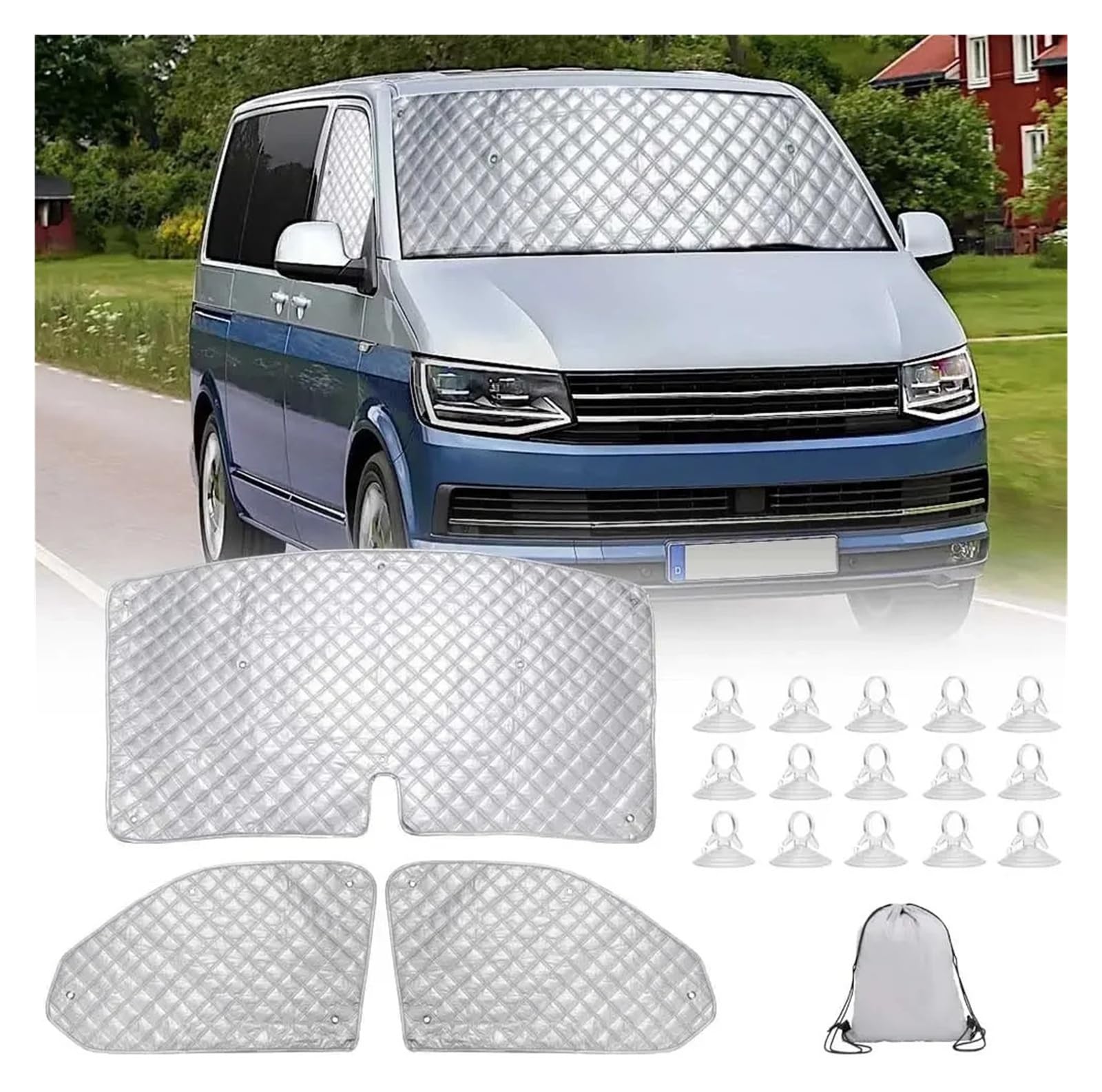 3 szt. wewnętrzna osłona termiczna na okno zestaw do VW T5 T6 Sunshade Windscreen Protection Exterior Accessories Foldable Windshield Sunshade