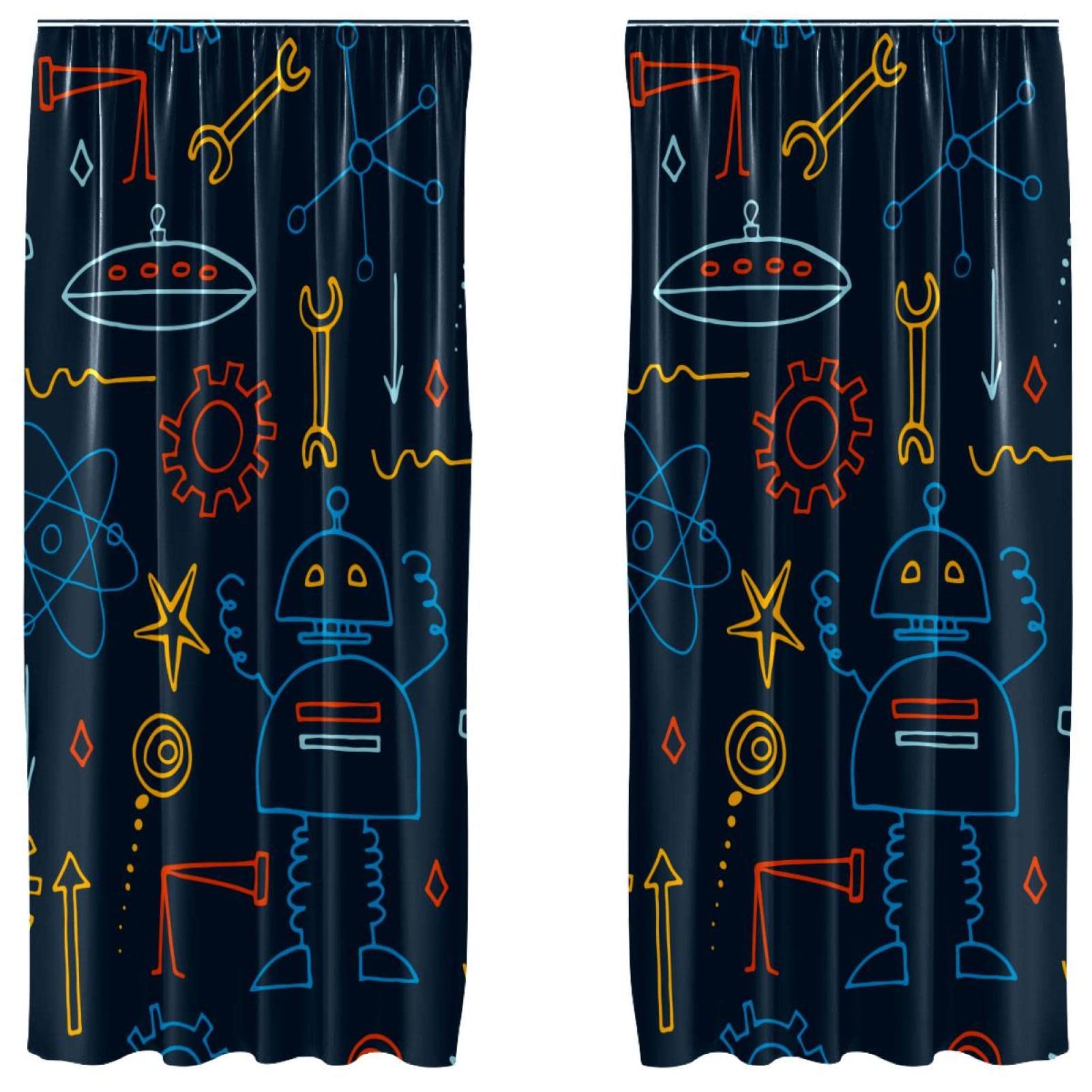 Cortinas de dibujos animados en 2 paneles de 55x84" que regulan la luz en el dormitorio