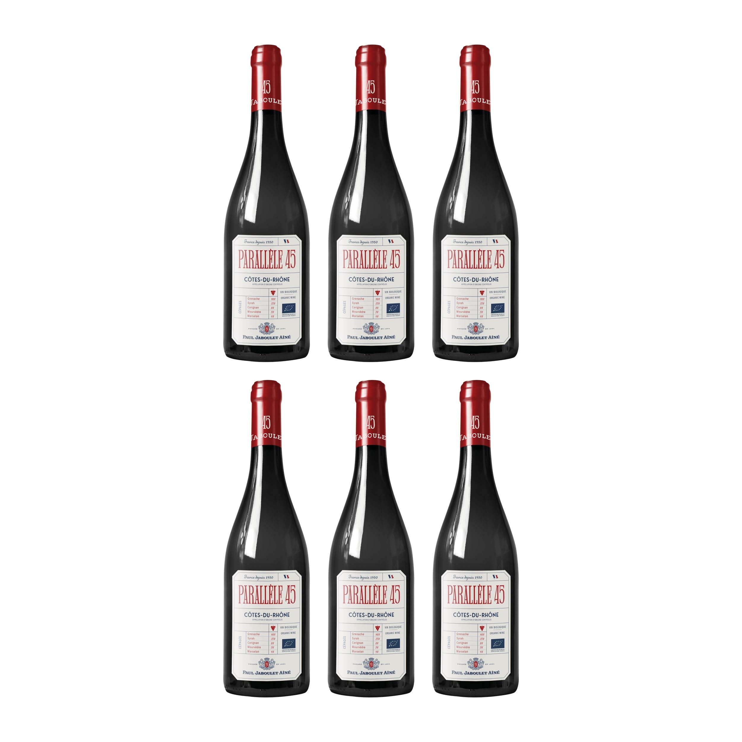 Paul Jaboulet Ainé Parallele 45 Cotes du Rhone Rouge Rotwein Rot trocken BIO Frankreich inkl. FeinWert E-Book (6 x 0.75 l)