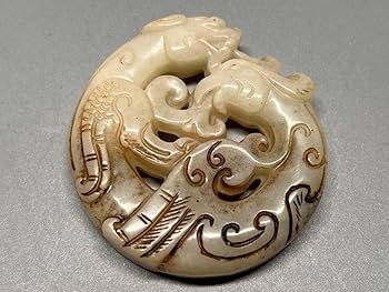 中国 古玉 出目金 透かし彫り 彫刻 Amazon.co.jp: 古玉 収集品 玉佩 飛龍鳳凰図 透かし彫り 細工 古