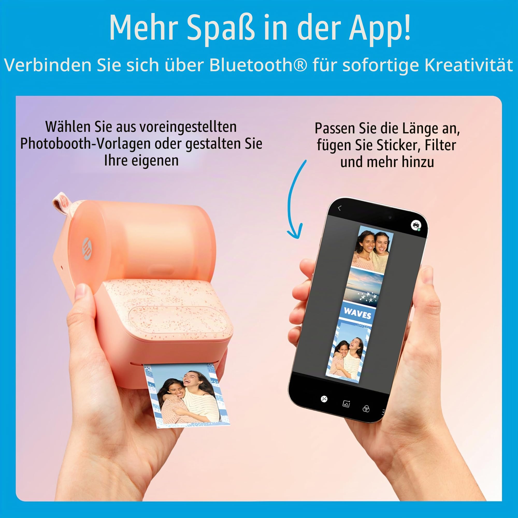 HP Sprocket Panorama Sofortig Tragbar Starterpaket für Farbetiketten- und Fotodrucker (Rosa) mit Koffer Zink-Rolle