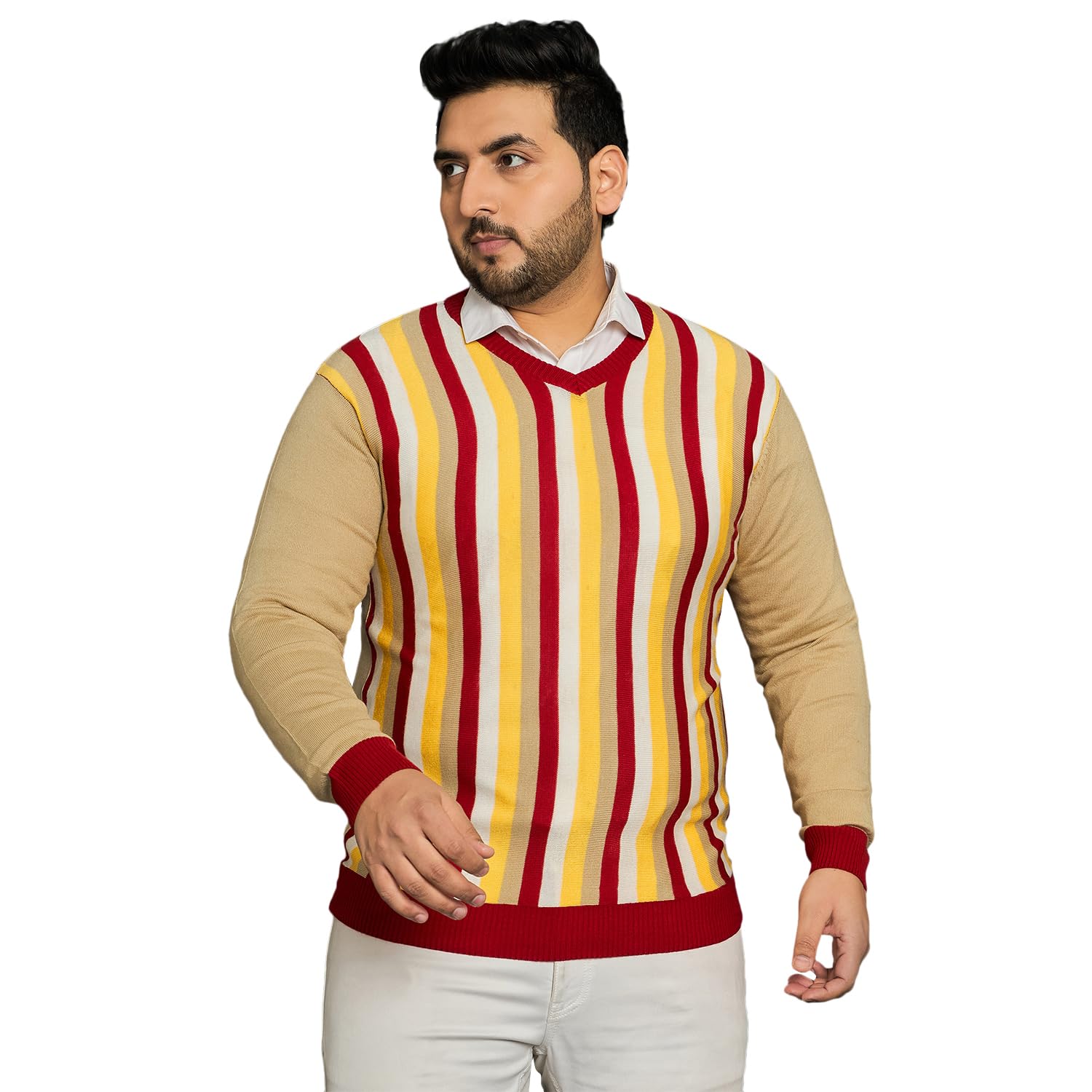 bigbanana Men Plus Size Striped Multi Colored Sweater-picture-52