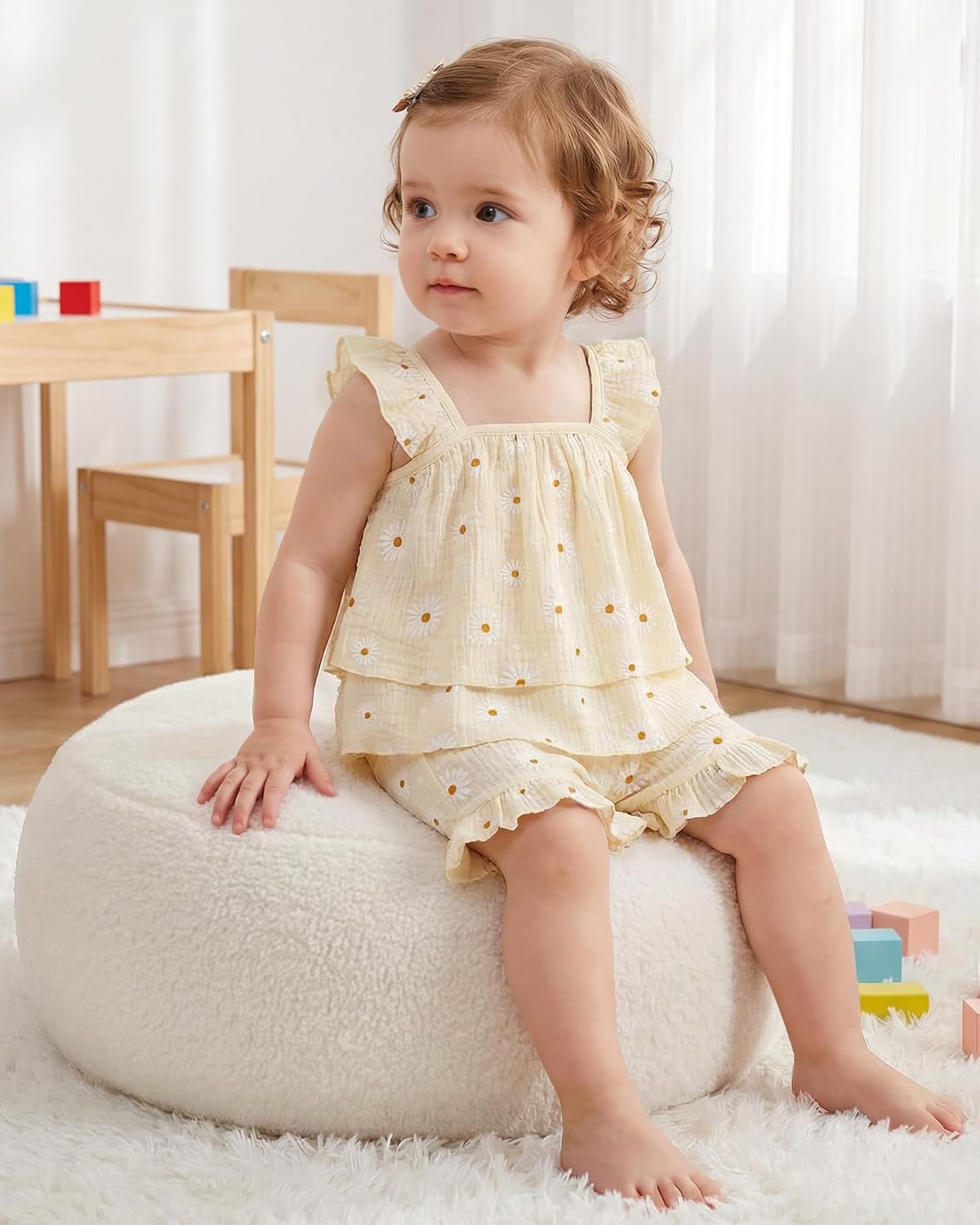 Jecson Toddler Girl Outfits Baby Girl Summer Clothes Sleeveless Ruffle Dress Tops and Shorts Clothing Sets 12M-4Y - Image 3