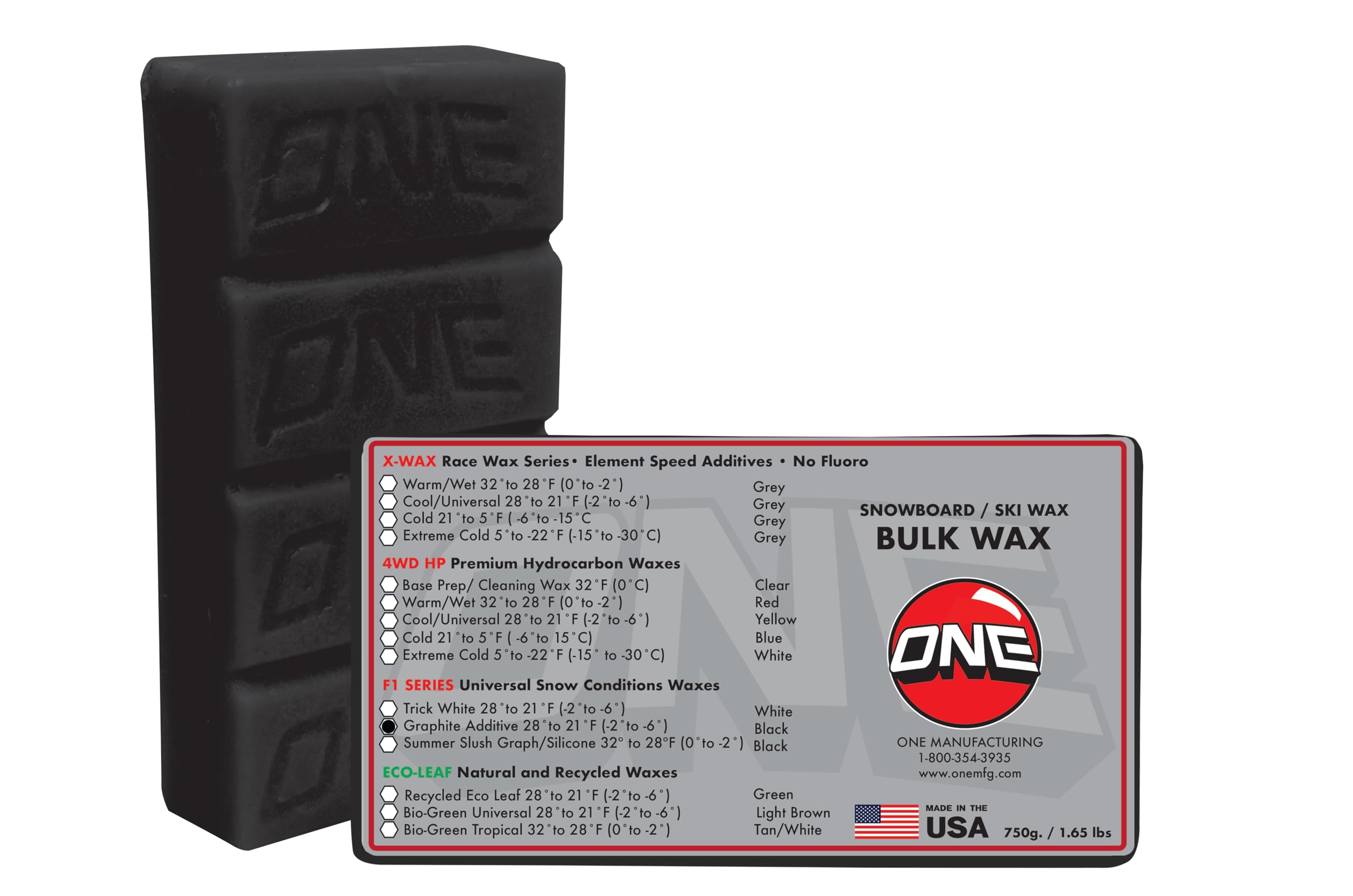 Amazon.com : One Mfg F1 Graphite Plus Snowboard & Ski Wax 750g