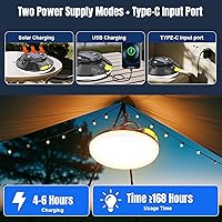 Vista 3 de Linterna LED solar portátil de 12000 mAh, 20000 lúmenes, luz recargable de 120 W con imán, linterna, luces impermeables IPX66 para tienda