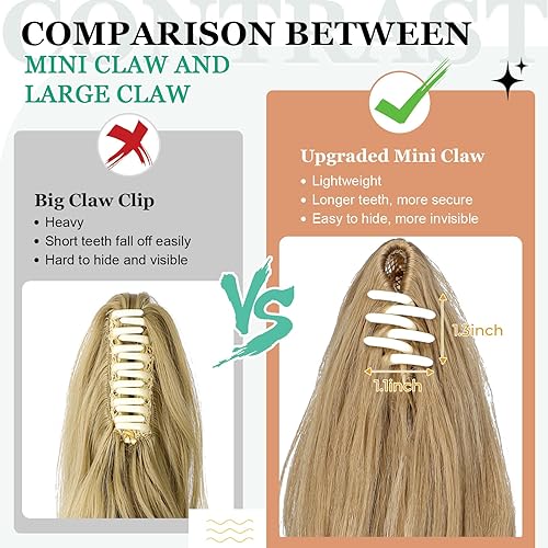 Miniatura 3 de Cephermer Extensión de cola de caballo de 18 pulgadas de largo, rizado, ondulado, clip en aspecto natural, extensión de pelo sintético para mujer,