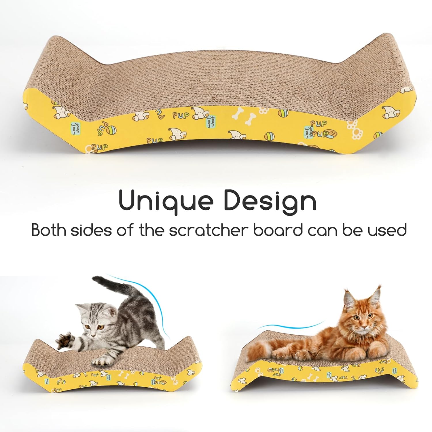 Nobleza 2Pcs Cat Scratching Board, Reversible Use Curved Shape Cat Scratcher with Catnip, High Density Corrugated Scratcher Cardboard, Durable Scratchers Pad Bed Sofa Lounger Set, Size 44 * 22 * 8 cm 7 71 c9cuMIOL. AC SL1500