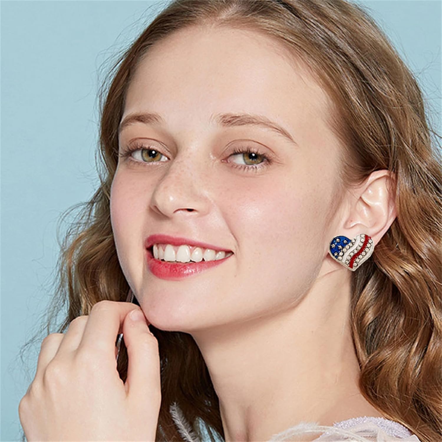 coadipress 3 Pairs American Flag Stud Earrings for Women Fashion Red Blue Star Butterfly Dragonfly July 4th USA Patriotic Independence Day Earrings Jewelry Accessory - Image 2