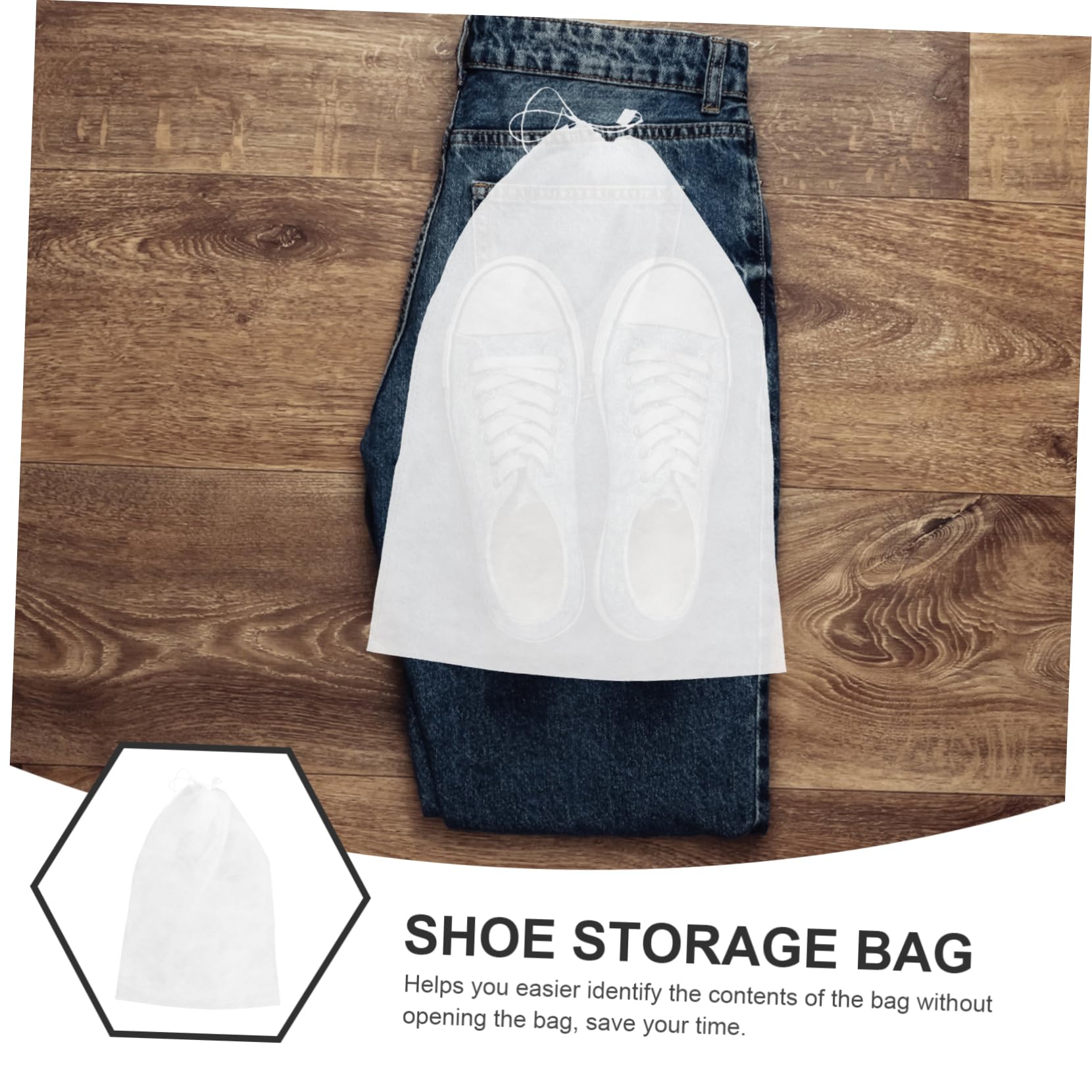 BESTYASH 50 Sacchetti Porta Scarpe da Viaggio Bianco Non Tessuto Organizer per Scarpe da Casa e Viaggio, Protezione Polvere, Confezione da 50 Pezzi