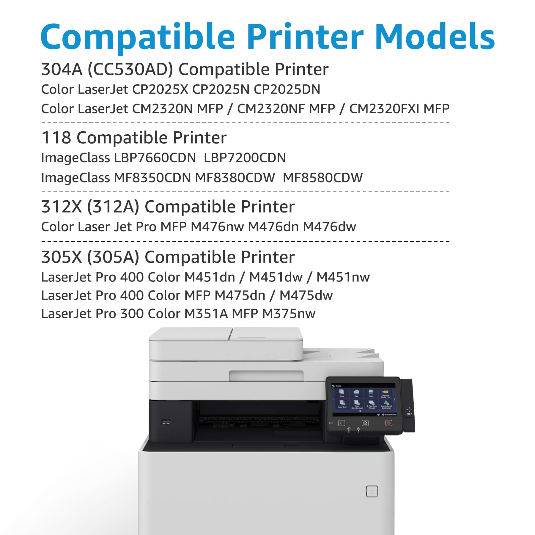305X Toner Cartridge 4-Piece Combo Pack Replacement for HP 305A 305X CE410A CE411A CE412A CE413A Toner for HP Laserjet Pro 400 Color MFP M451nw M451dn M451dw M475dw M475dn Pro 300 MFP Laser Printer