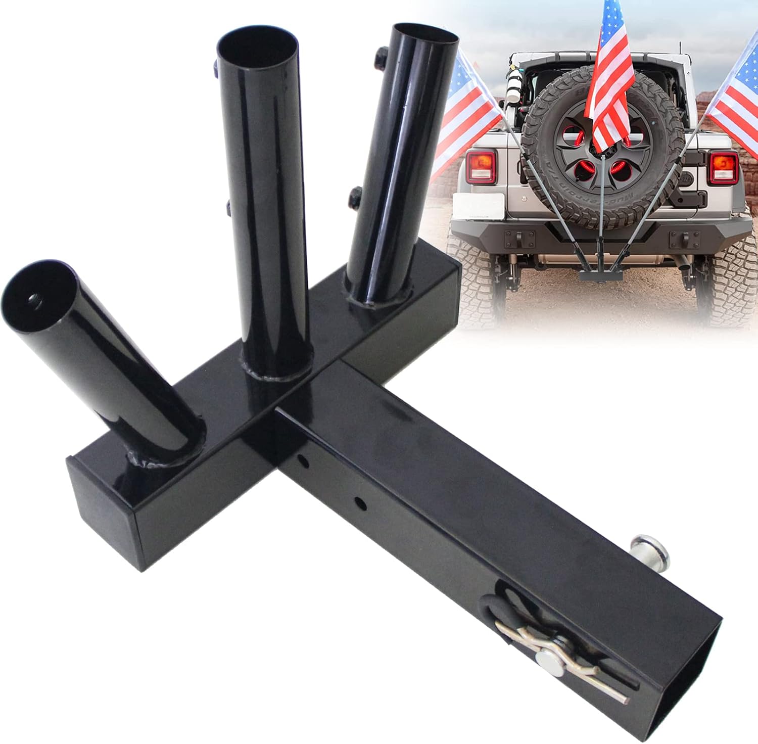 Kweetle Upgraded Hitch Flag Pole Holder, 3 Flag Flag Pole