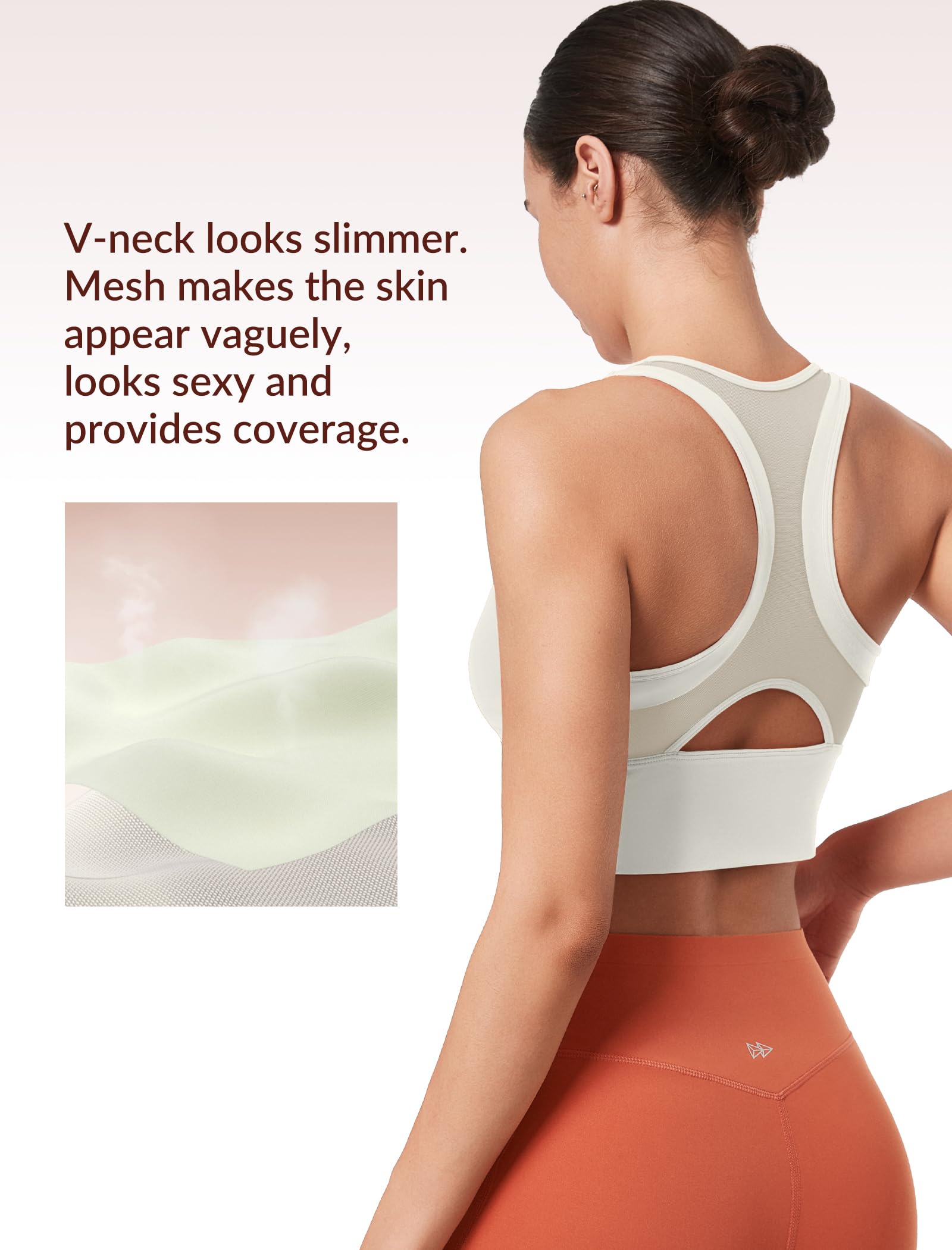 Yvette Soutien-gorge de sport en maille pour femme avec dos nageur et col en V