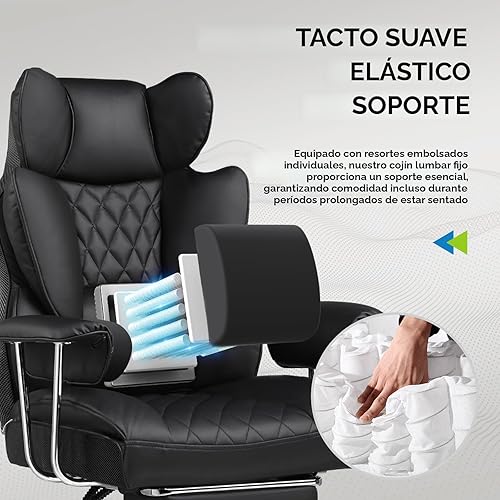 Vista 4 de GTRACING Silla para videojuegos, silla de oficina con soporte lumbar de resorte de bolsillo, ergonómica y cómoda, silla de escritorio de oficina