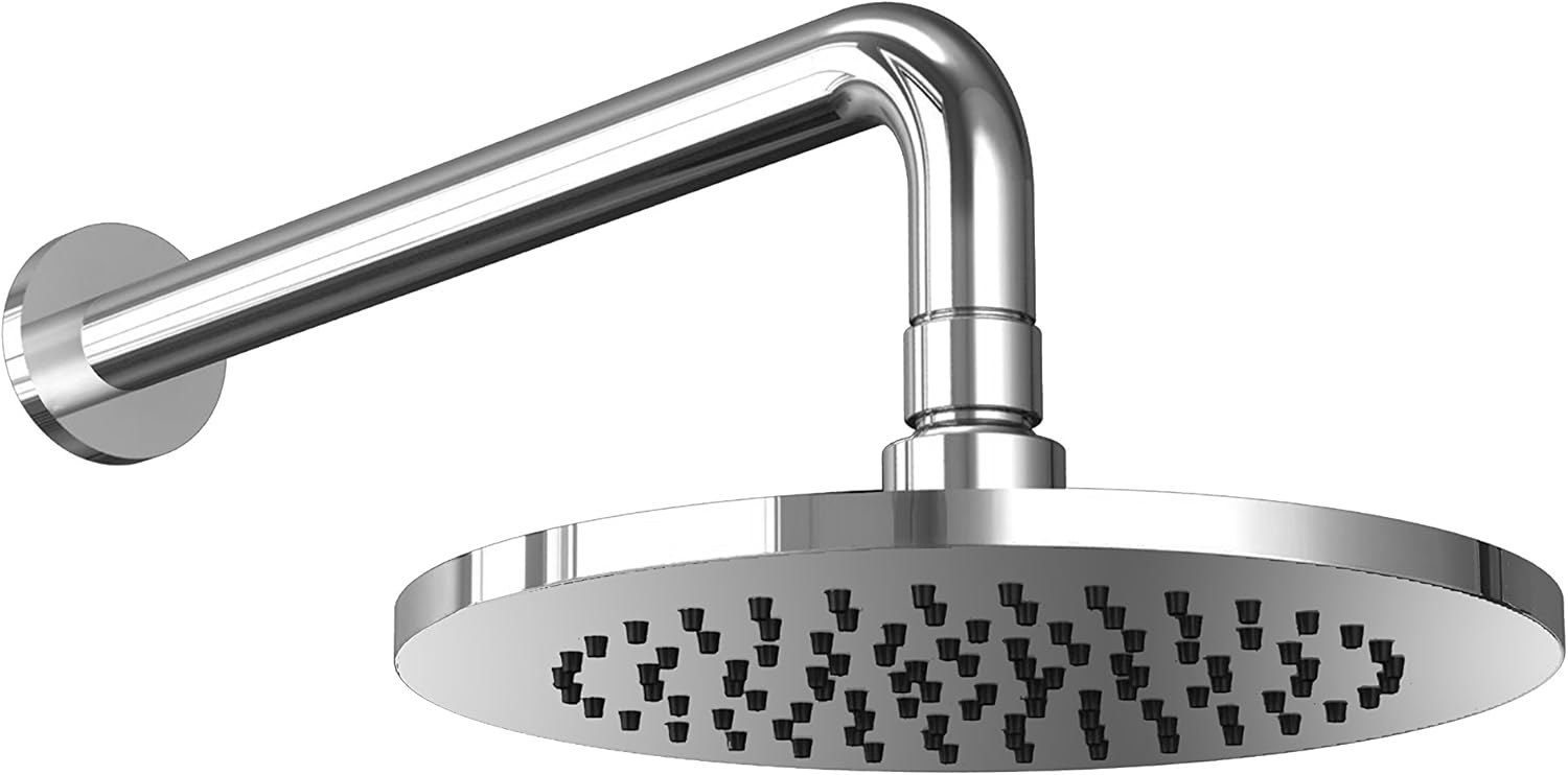 Isenberg HS1002WCP 8" Solid Brass Showerhead/Rainhead With 12" Wall Mount Shower Arm - Chrome