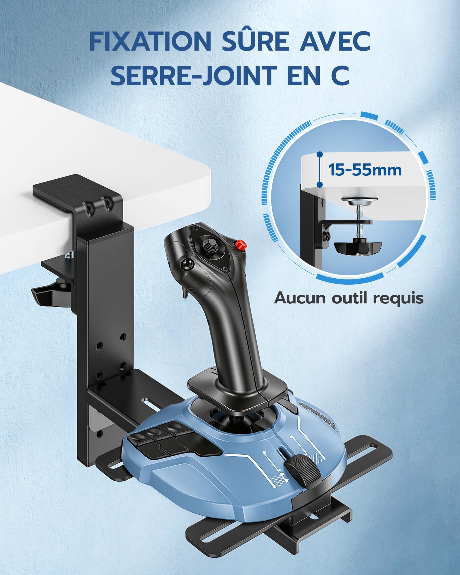 ARES WING support de bureau HOTAS pour joystick et manette des gaz en métal | Compatible Logitech X52/X52 Pro/X56, Thrustmaster T.16000M/T.Flight HOTAS, VKB Gladiator NXT, simulateur de vol, lot de 2